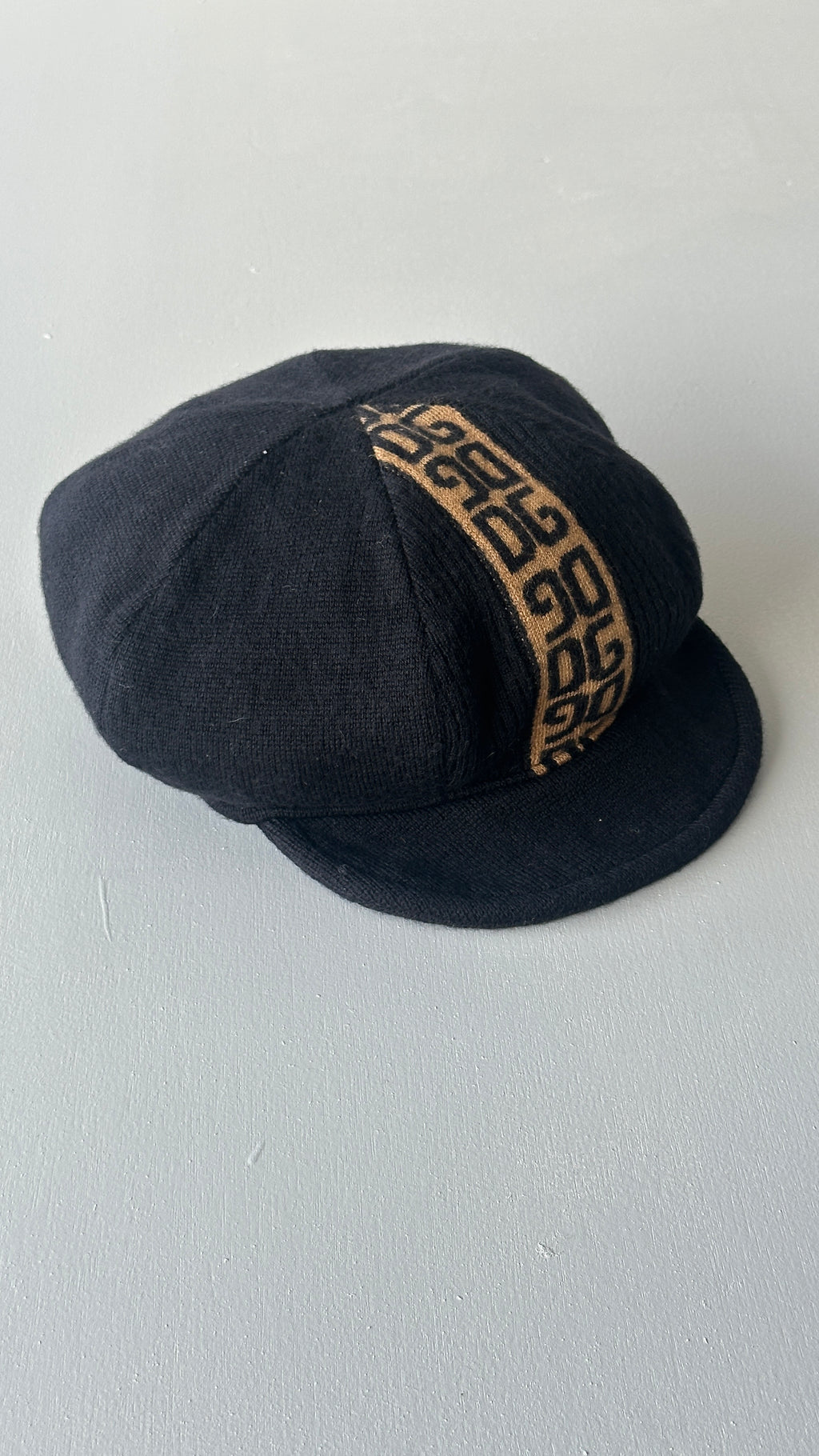 Black Dolce & Gabbana DG Monogram Vintage Wool Newsboy Cap