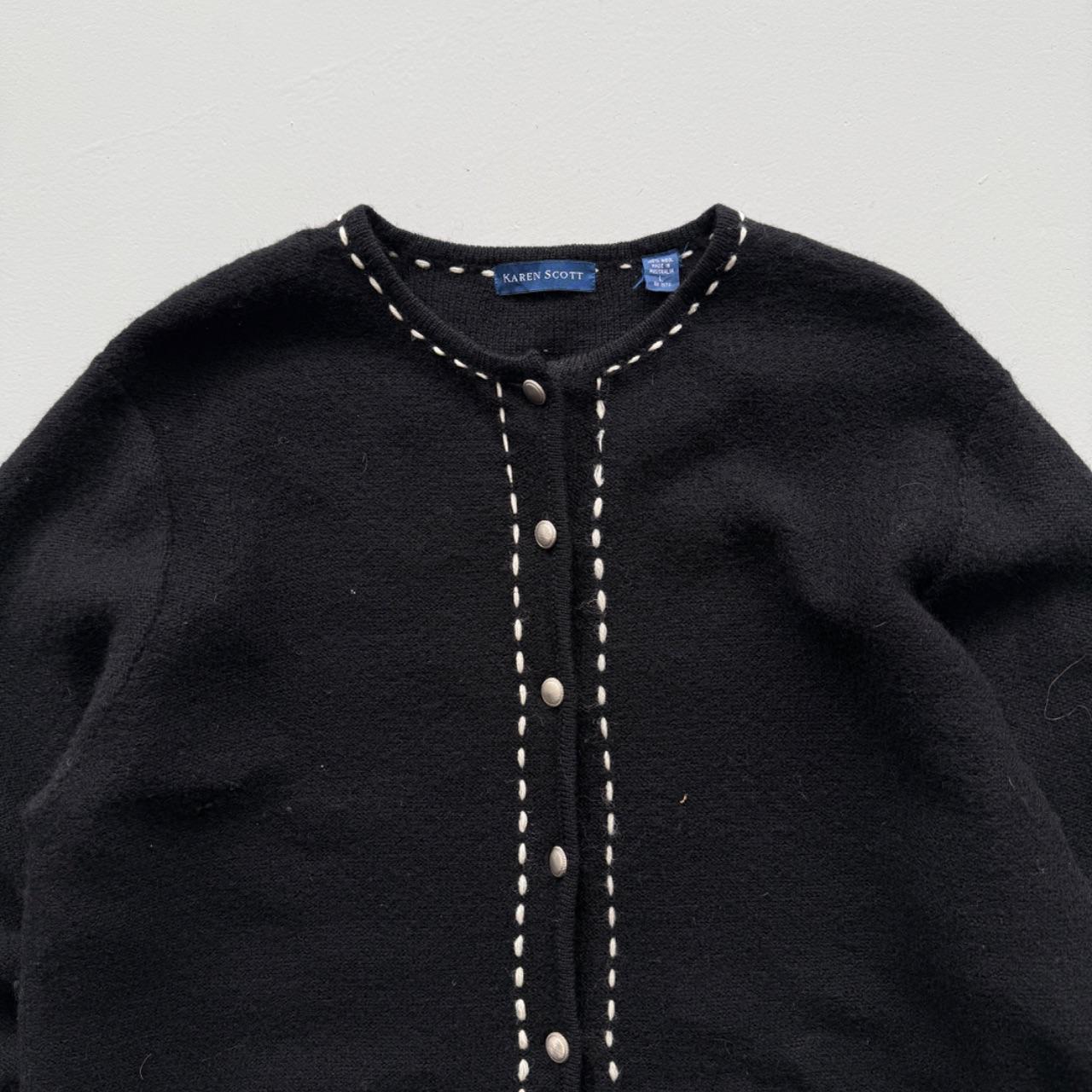 Black Karen Scott 80’s Vintage Wool Cardigan - Large