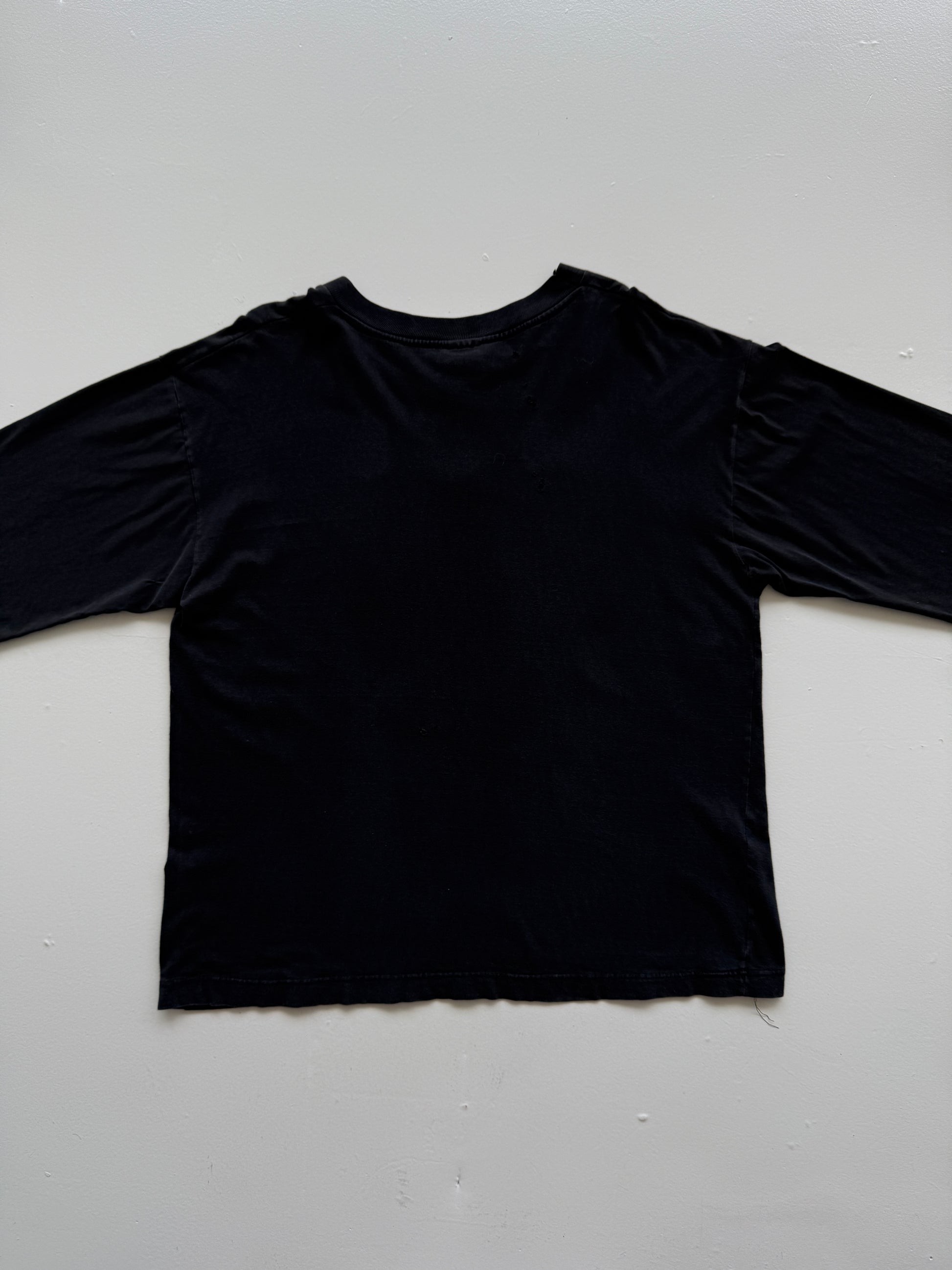 Black Wild and Free 90's Vintage Long Sleeve Biker Graphic T-Shirt - Large
