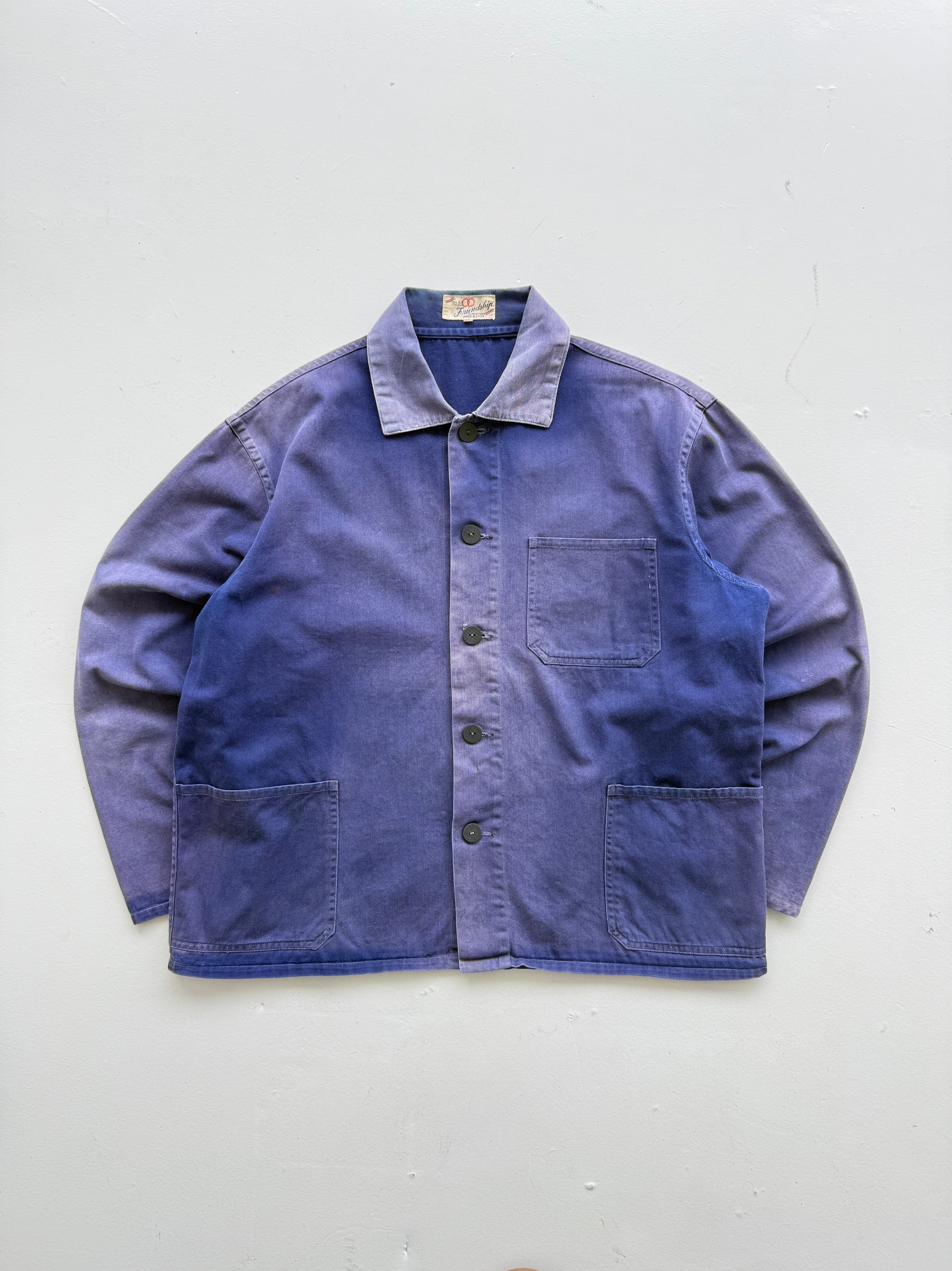Faded Blue Friendship Made in China Vintage Workwear Chore Jacket CH386 - XS