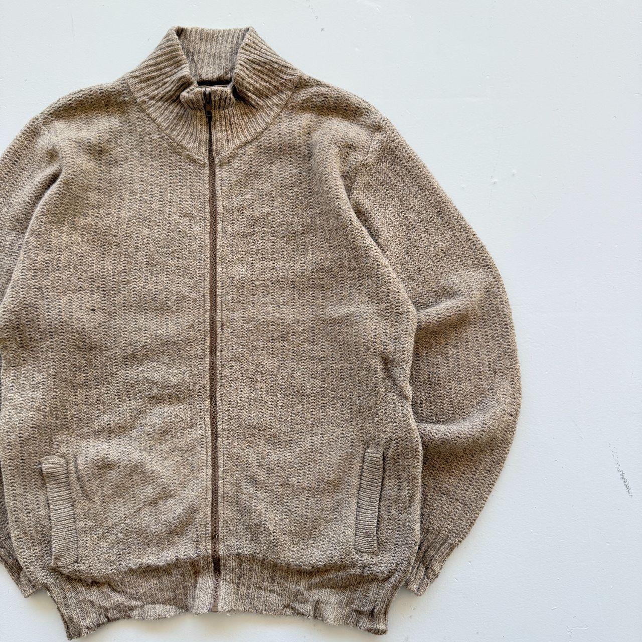 Beige L.L.Bean Full Zip Knitted Jacket 90s Knit Jumper - XXL
