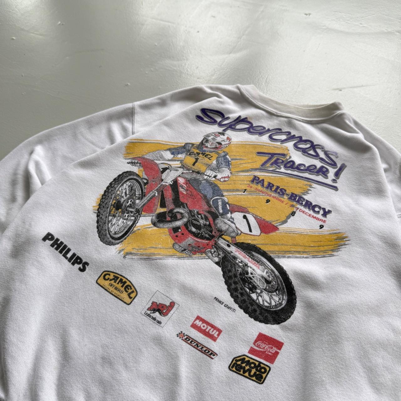 White Supercross Camel 90s Vintage Graphic Sweatershirt - Large