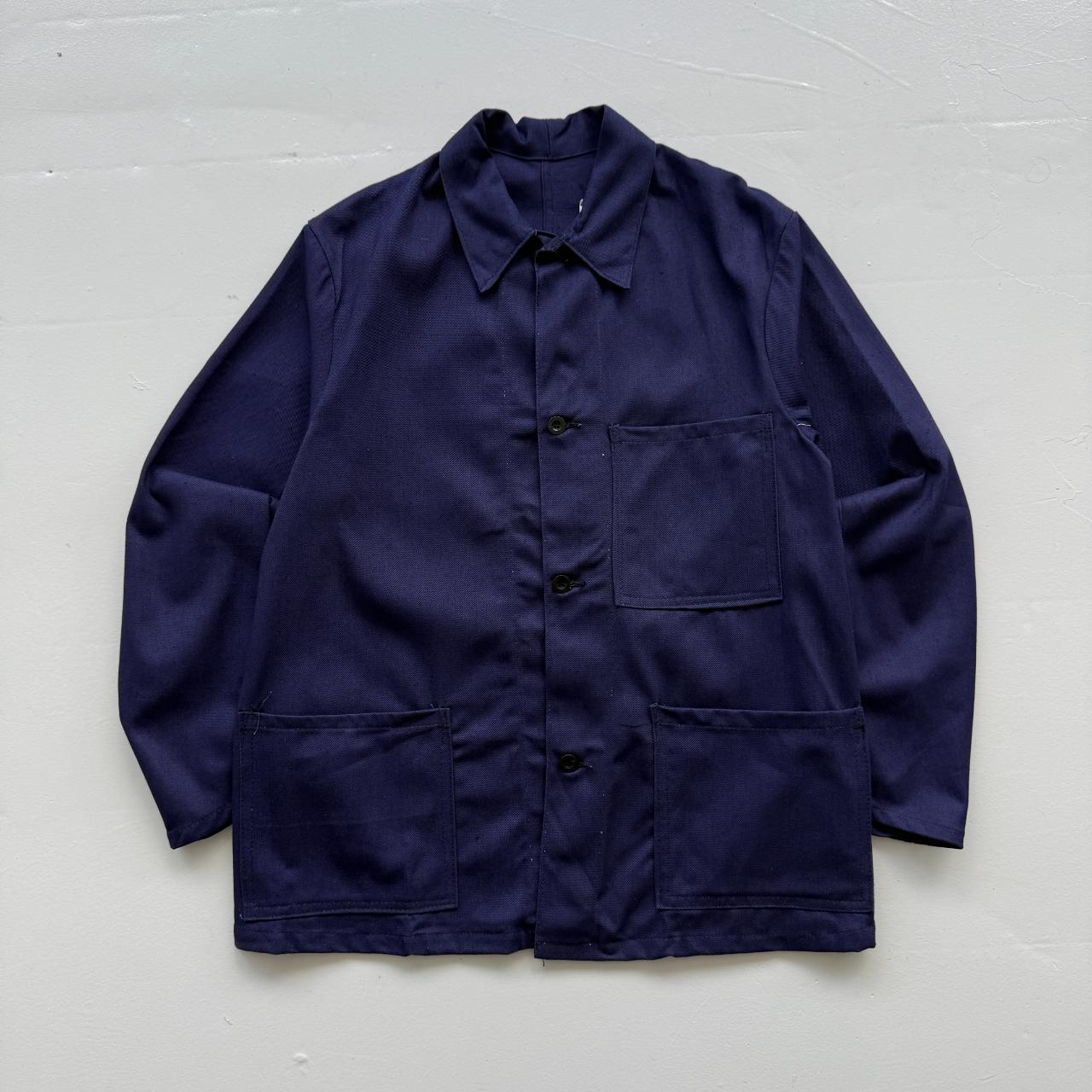 Indigo Blue WMO Made in Britain Deadstock Workwear 60's Chore Jacket Shirt - Large