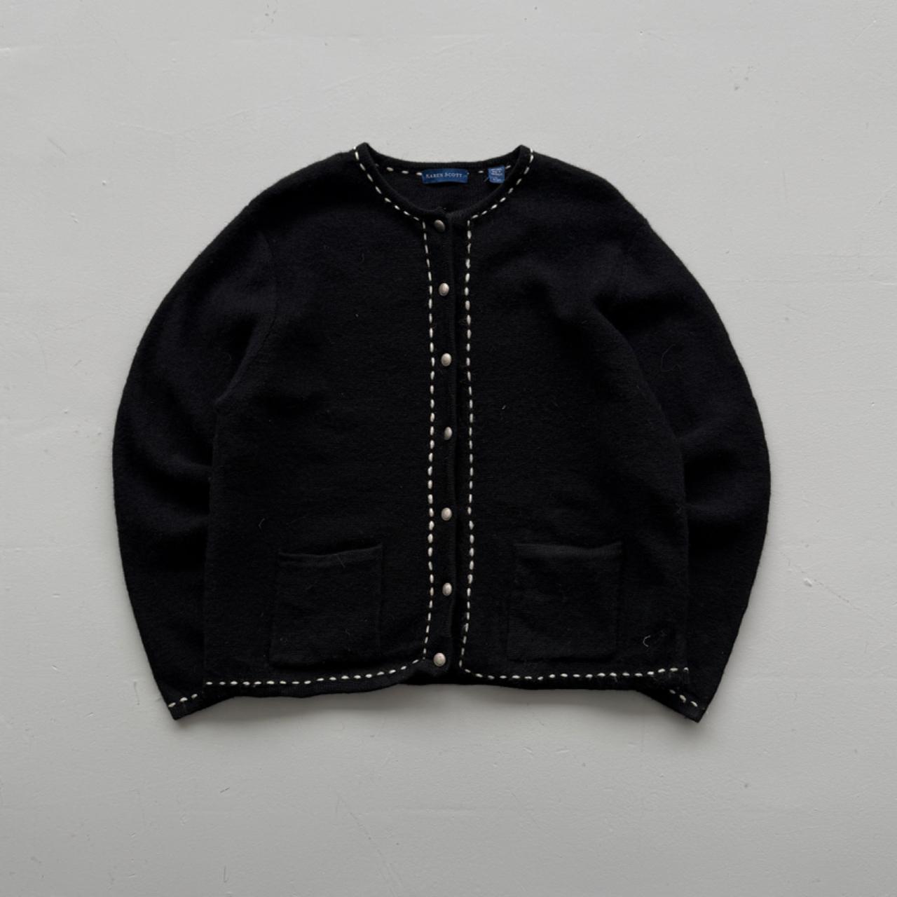 Black Karen Scott 80’s Vintage Wool Cardigan - Large