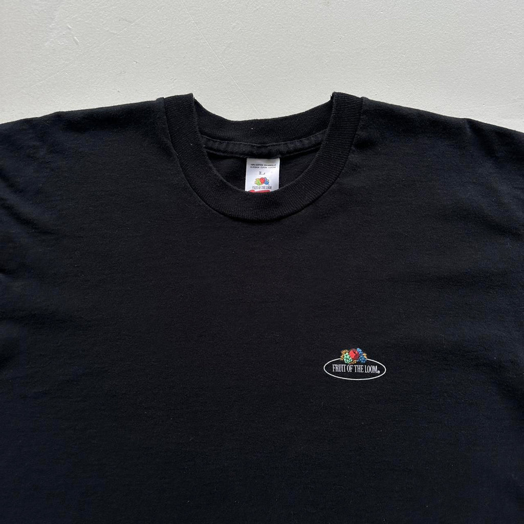 Fruit Of The Loom Black Blank 90s Vintage T-shirt - Large