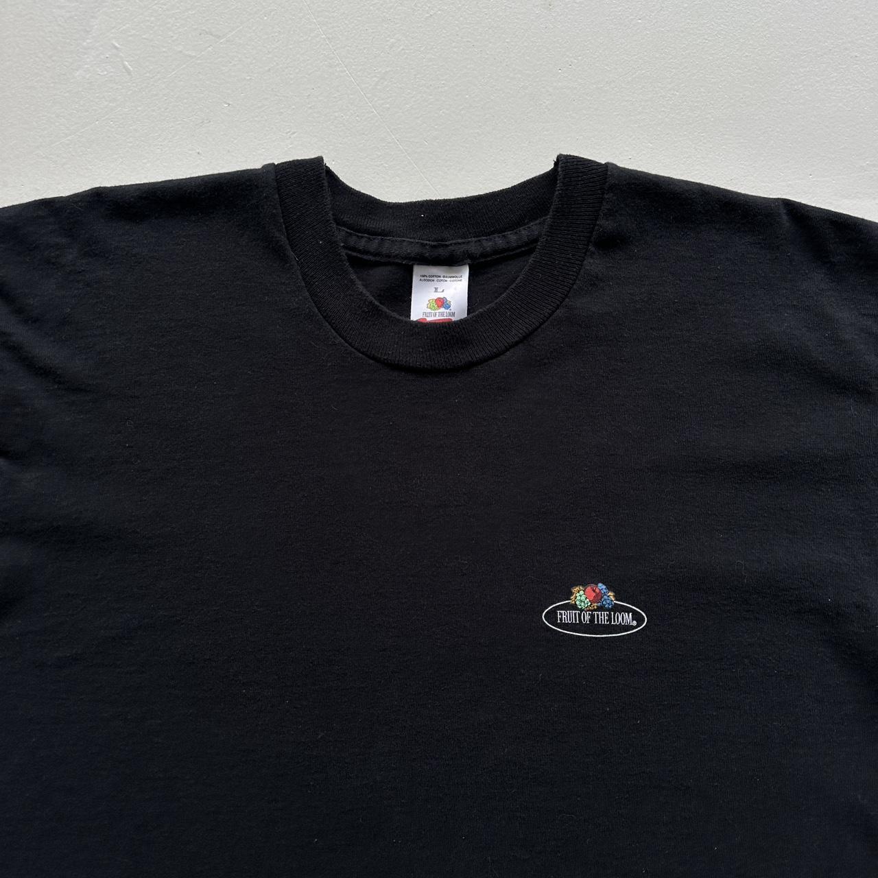 Fruit Of The Loom Black Blank 90s Vintage T-shirt - Large