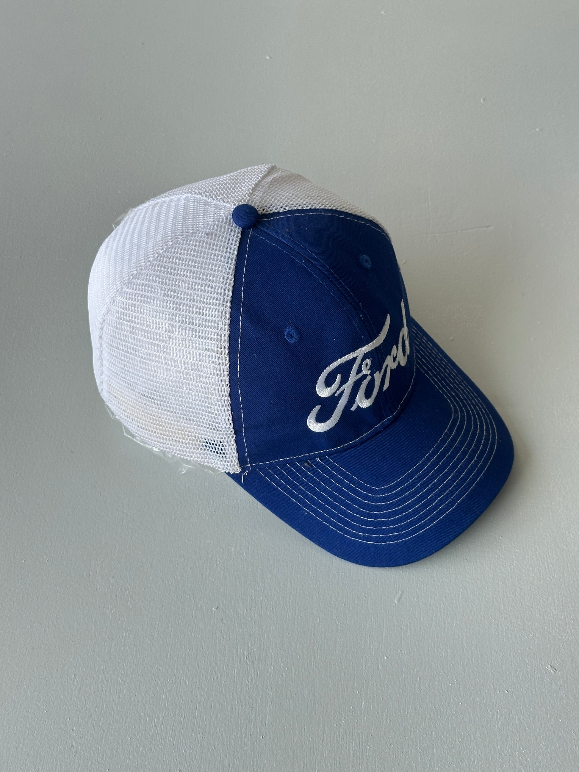Blue / White Ford Vintage Mesh SnapBack Trucker Cap