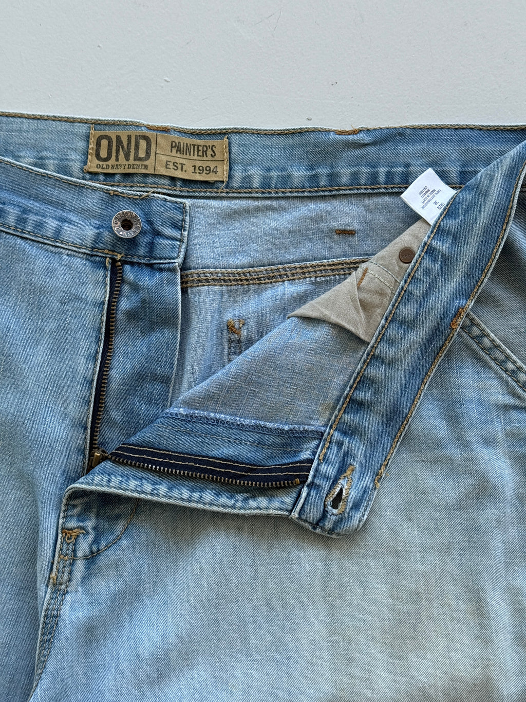 Light Blue Old Navy 00's Vintage Y2K Baggy Carpenter Denim Shorts - W40 x L11