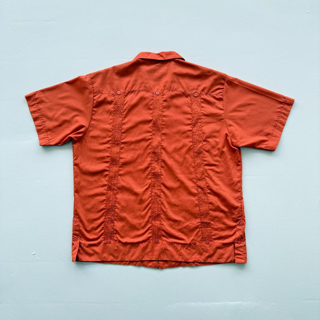 Orange Cuban Camp Collar Havanna Vintage 70's Shirt - XL