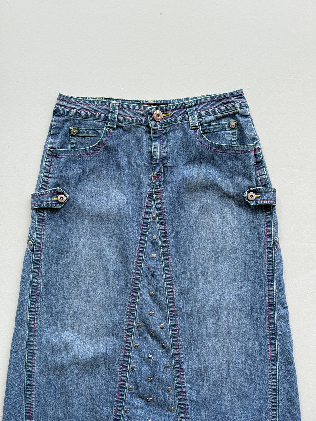 Blue Vezucc 00's Vintage Y2K Hippie Denim Maxi Skirt - Size 10