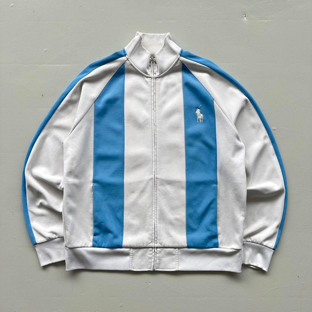 White / Blue Ralph Lauren Big Pony 90’s Vintage Track Jacket - XL