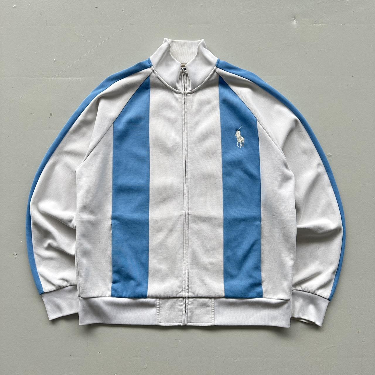 White / Blue Ralph Lauren Big Pony 90’s Vintage Track Jacket - XL