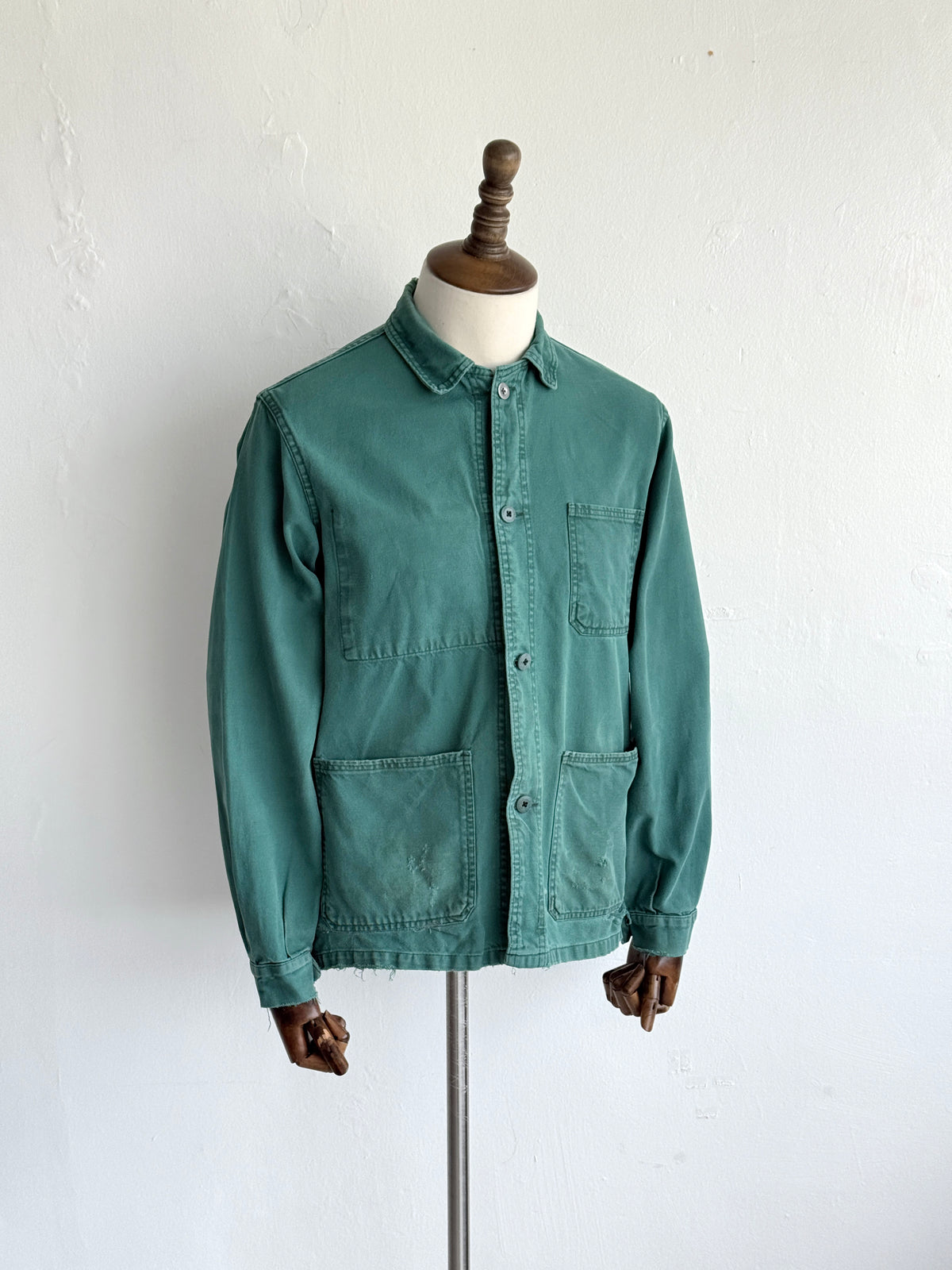 Thrashed Green French 70s Vintage Workwear Chore Jacket CH518