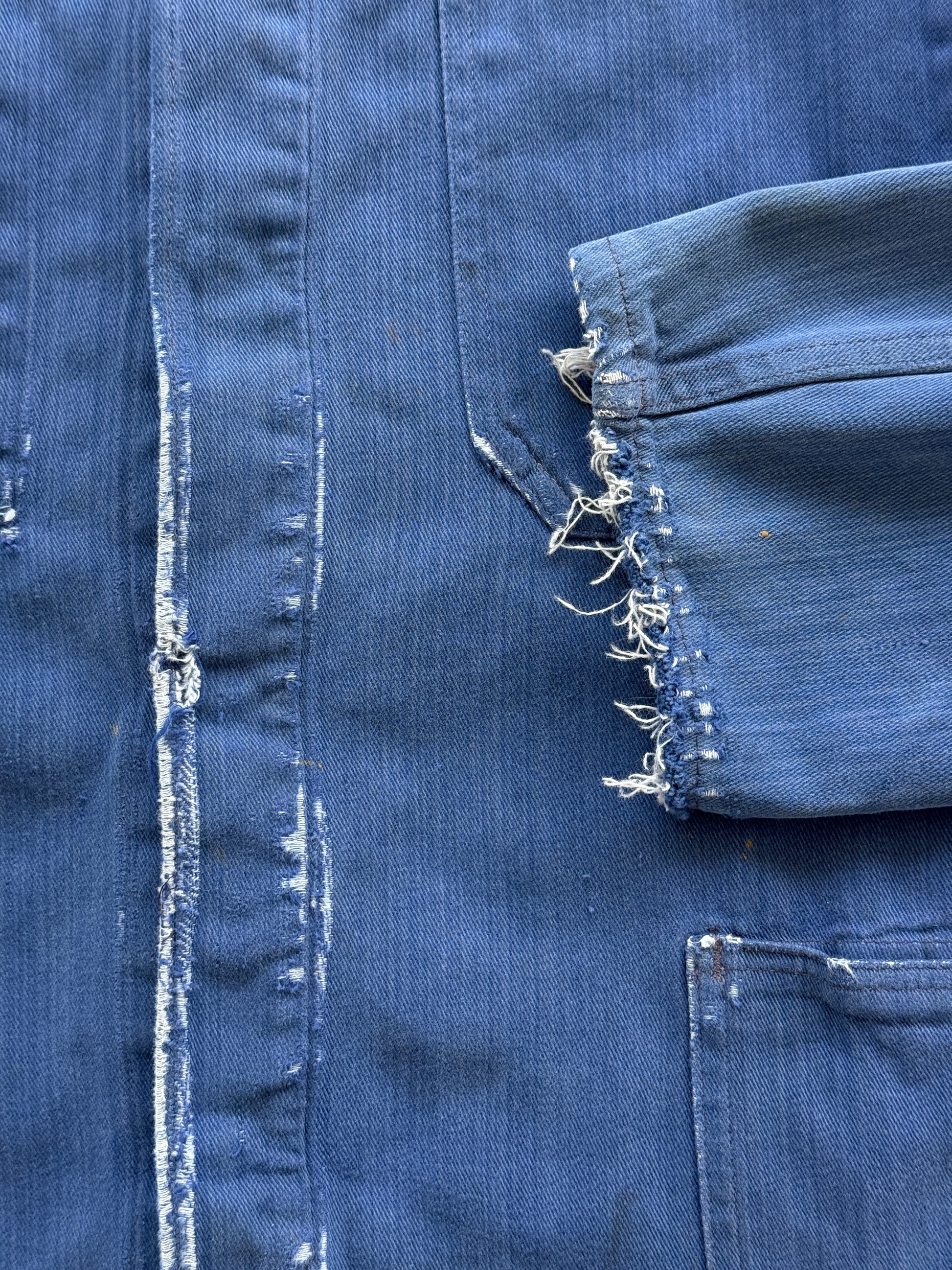 Thrashed Blue French Vintage Workwear Chore Jacket CH364 - Small