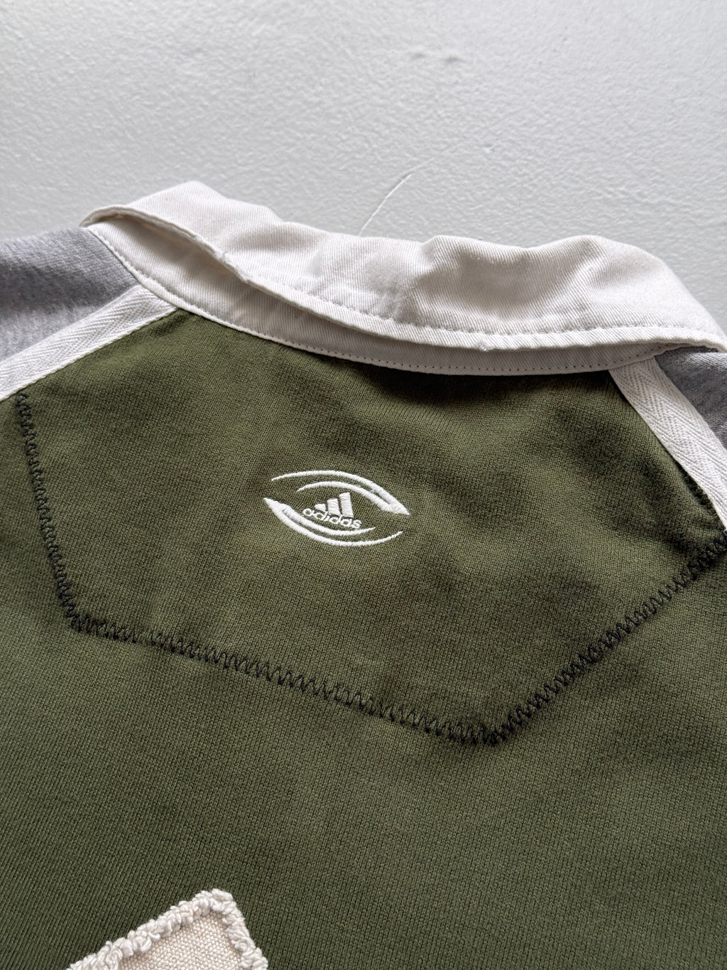 Adidas Olive Green & Grey 00's Vintage Rugby Polo Shirt - XL