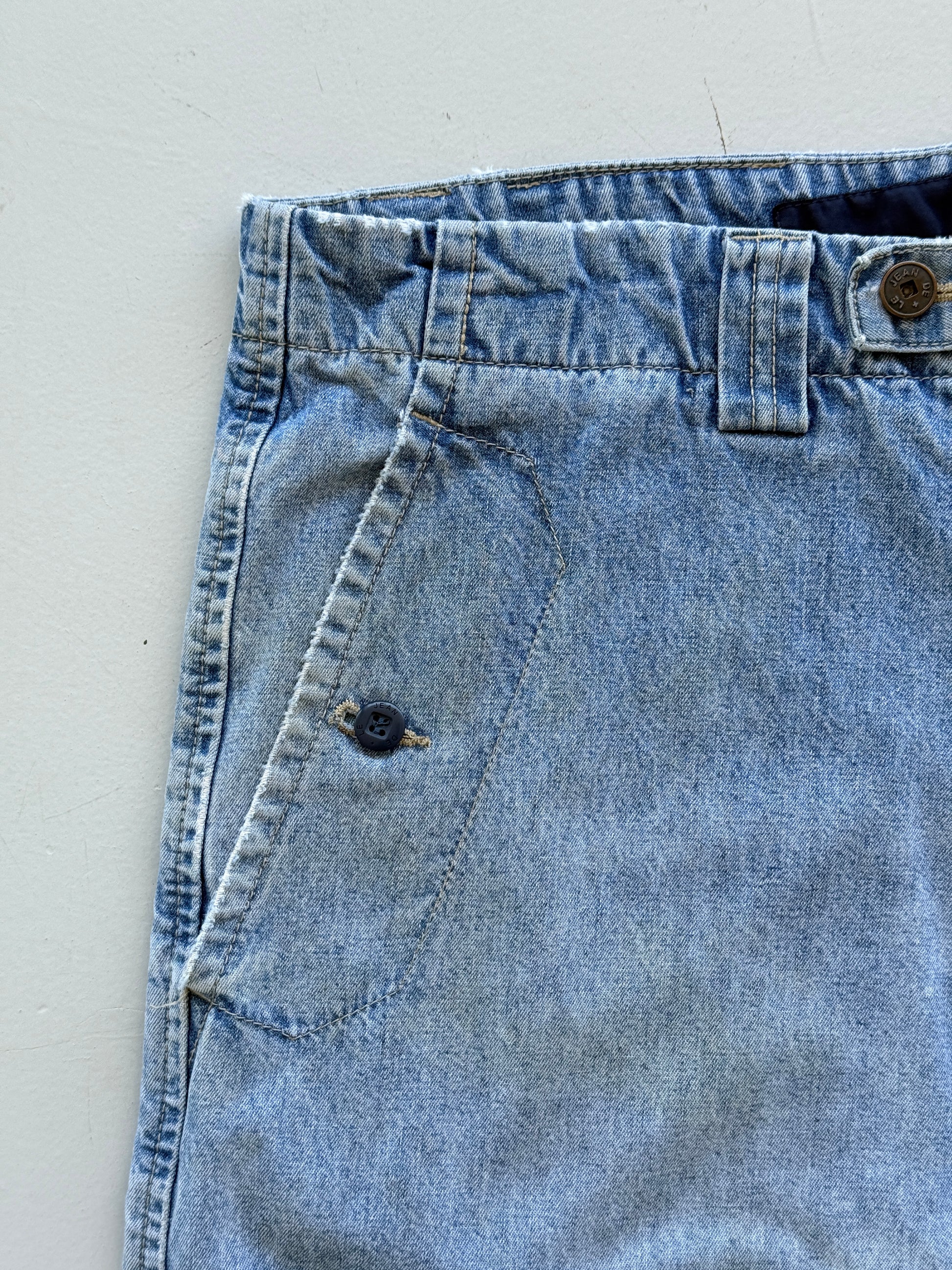 Light Blue Le Jean De Marithe Francois Girbaud 90's Vintage Cargo Shorts - W36
