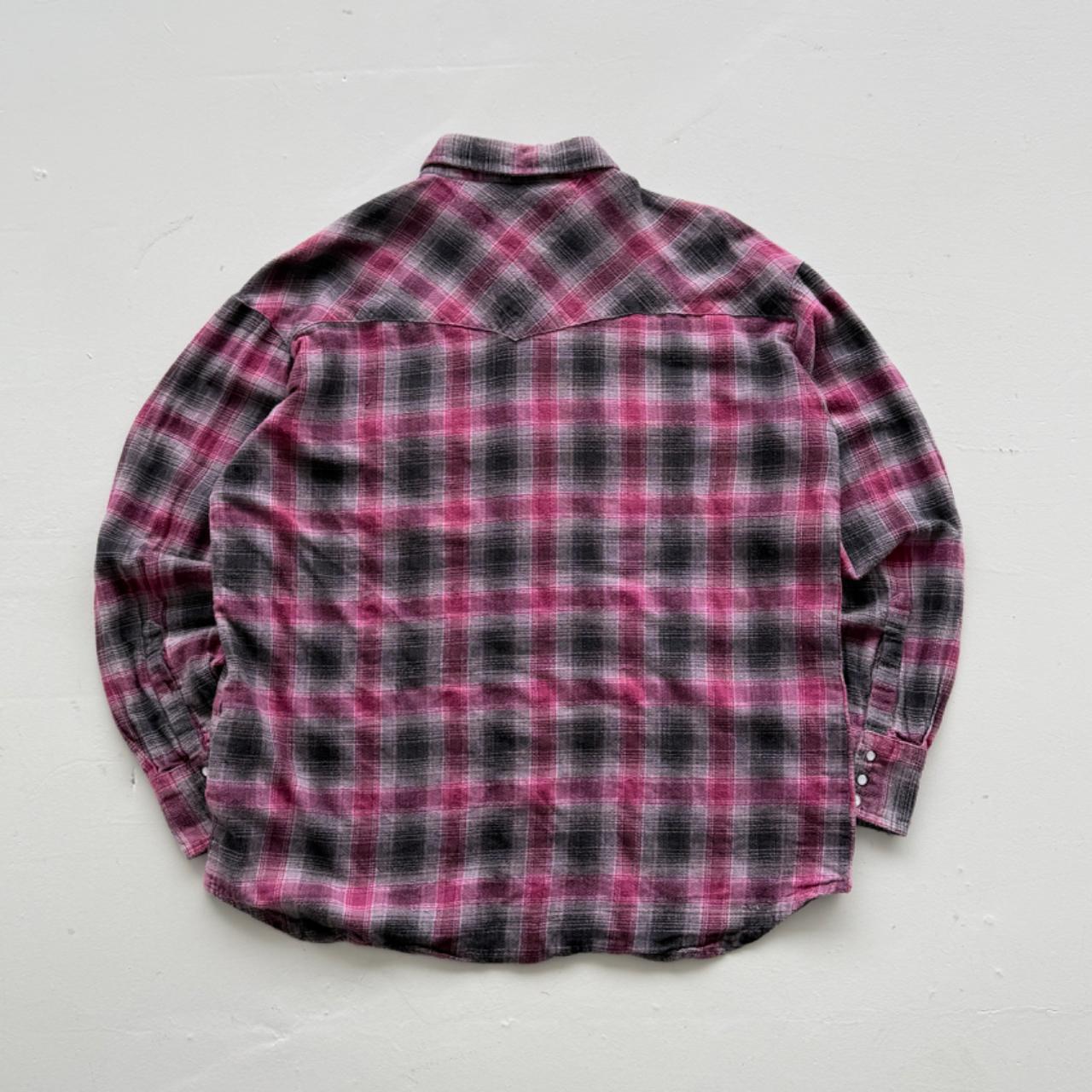 Pink and Black Checkered Western 90s Vintage Long Sleeve Shirt - XL