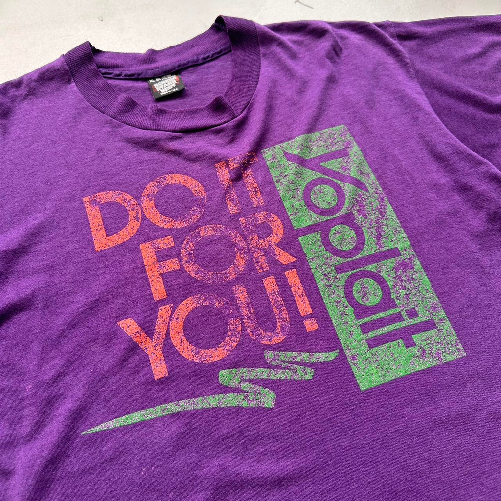 Purple "DO IT FOR YOURSELF" Slogan 90s Vintage T-shirt - Large