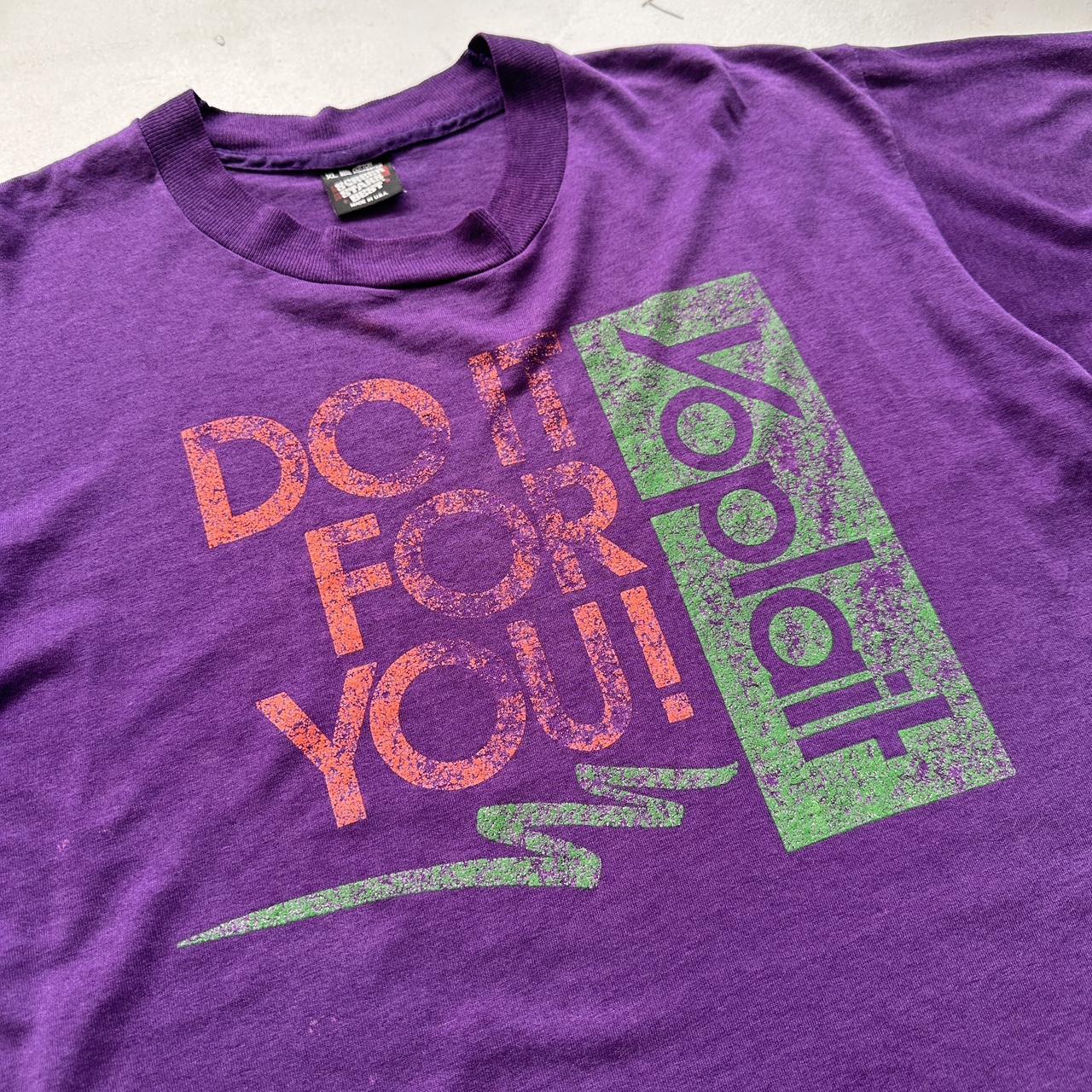 Purple "DO IT FOR YOURSELF" Slogan 90s Vintage T-shirt - Large