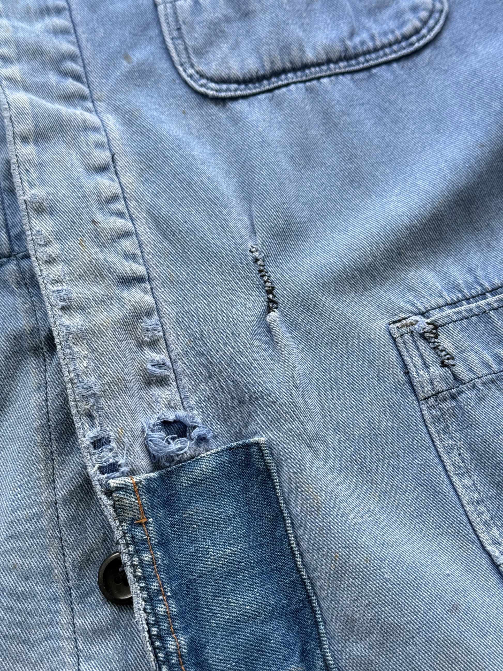 Thrashed Blue French Vintage Workwear Chore Jacket CH372 - Large