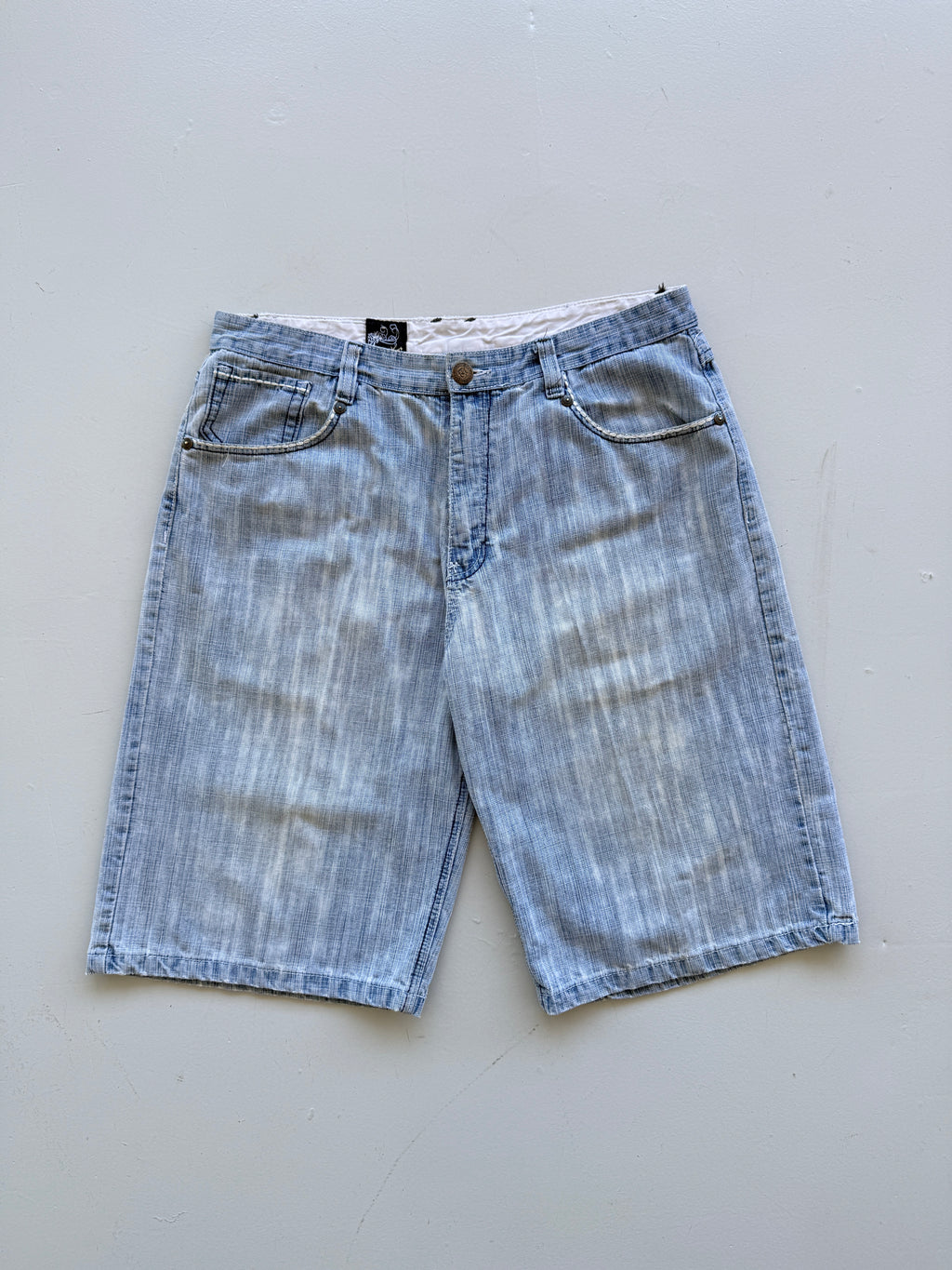 Light Blue Delf 00's Vintage Y2K Baggy Hip Hop Denim Shorts - W38 x L14