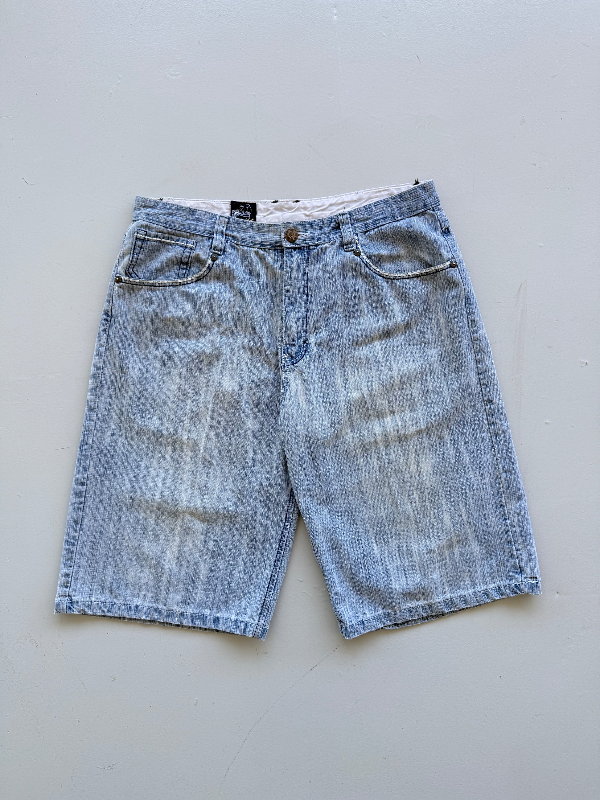 Light Blue Delf 00's Vintage Y2K Baggy Hip Hop Denim Shorts - W38 x L14