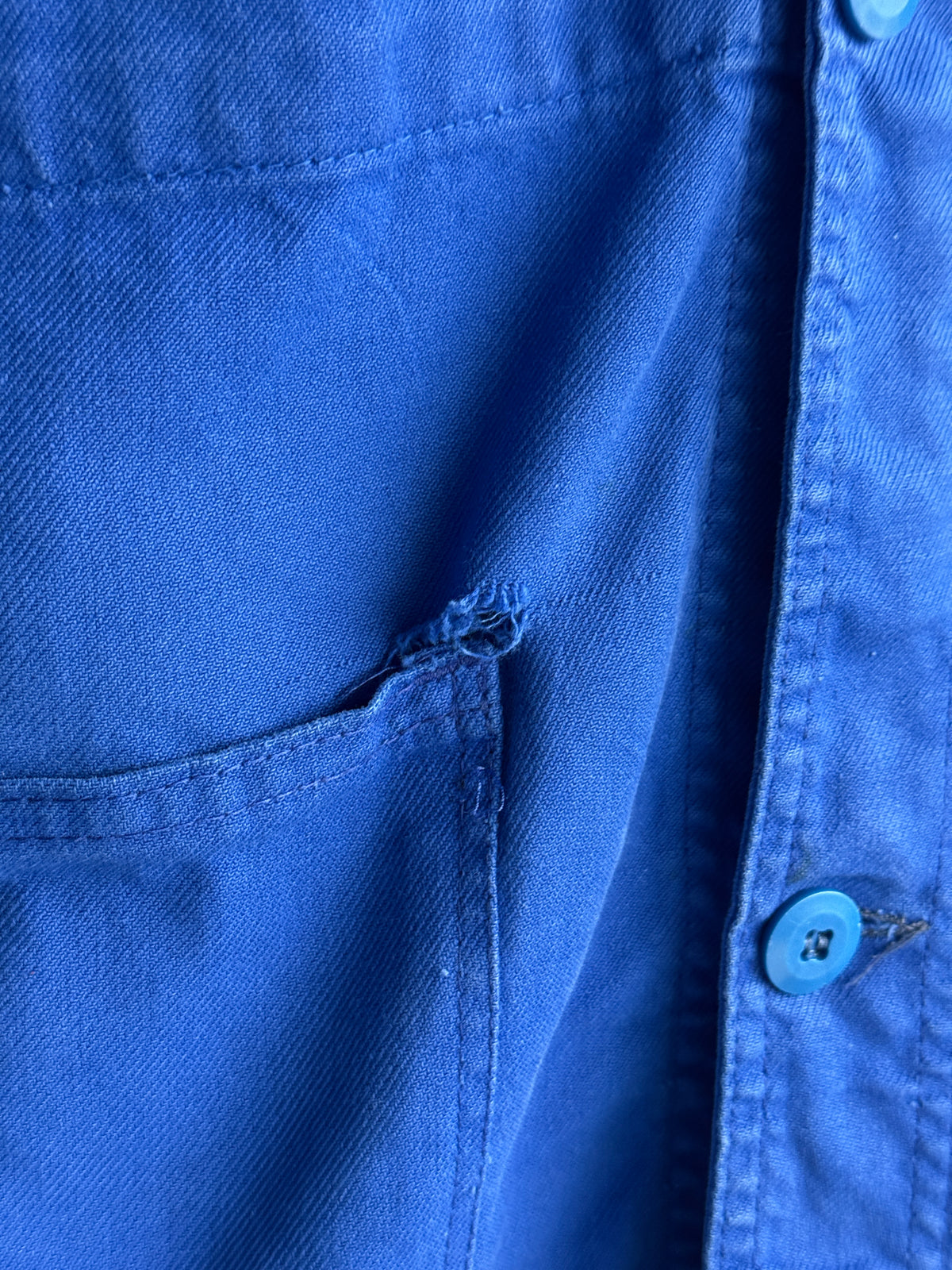 Blue French 1970's Vintage Workwear Chore Jacket CH552 - Medium