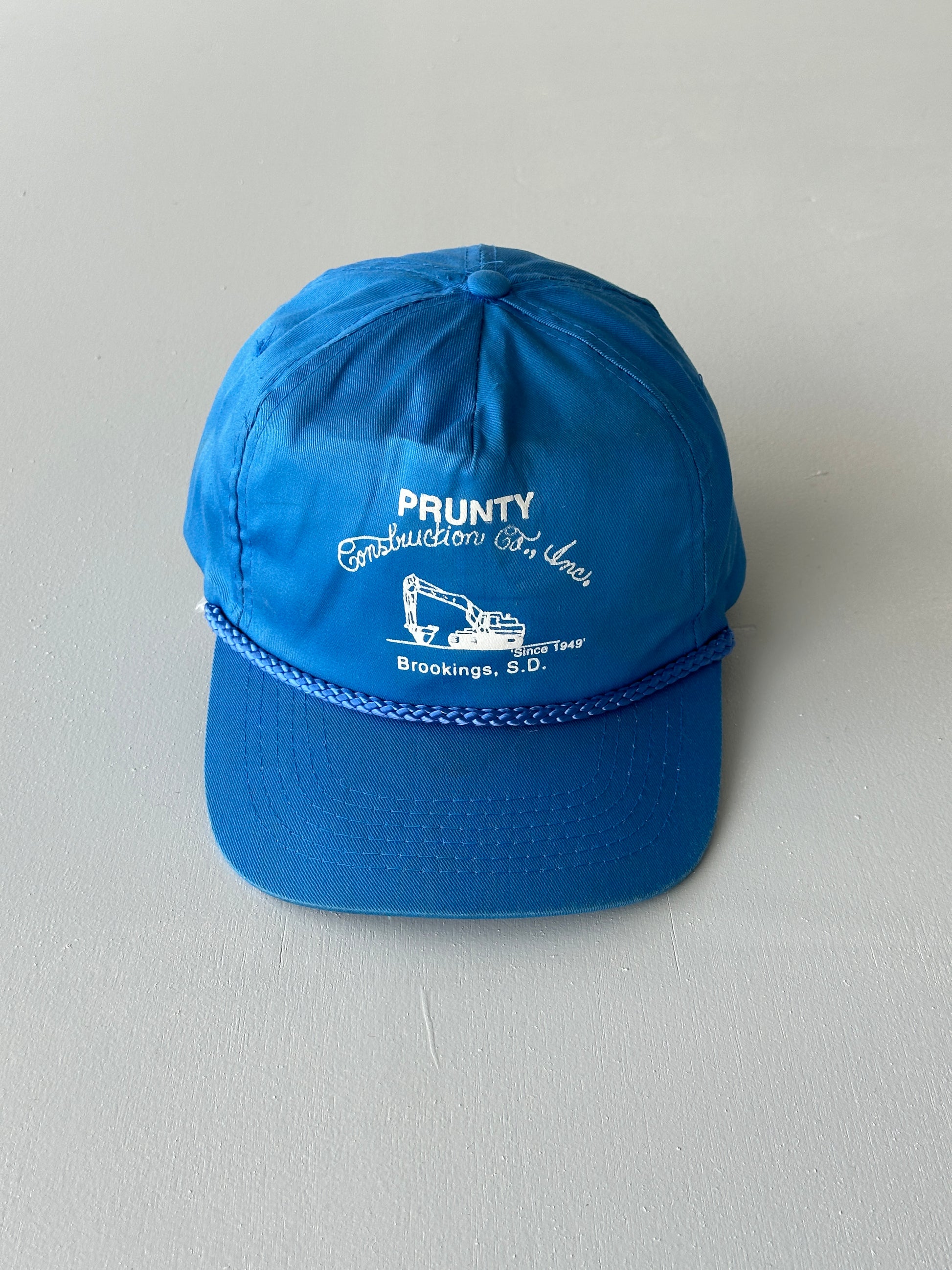 Blue Prunty Construction 90's Vintage SnapBack Trucker Cap