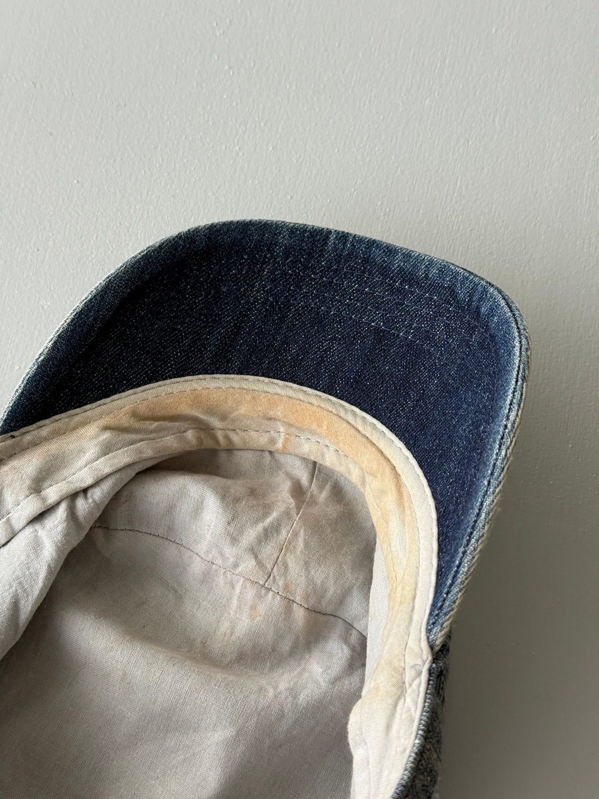 Denim Floral Distressed Y2K Cadet Cap Military Style 00's Grunge Aesthetic