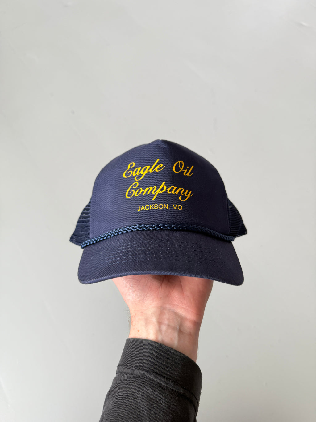 Navy Blue Eagle Oil Vintage Canvas and Mesh SnapBack Trucker Cap