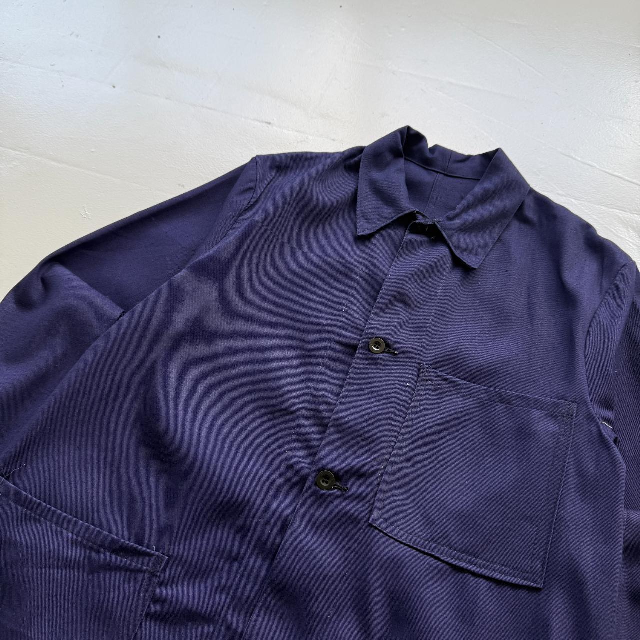 Indigo Blue WMO Made in Britain Deadstock Workwear 60's Chore Jacket Shirt - Large