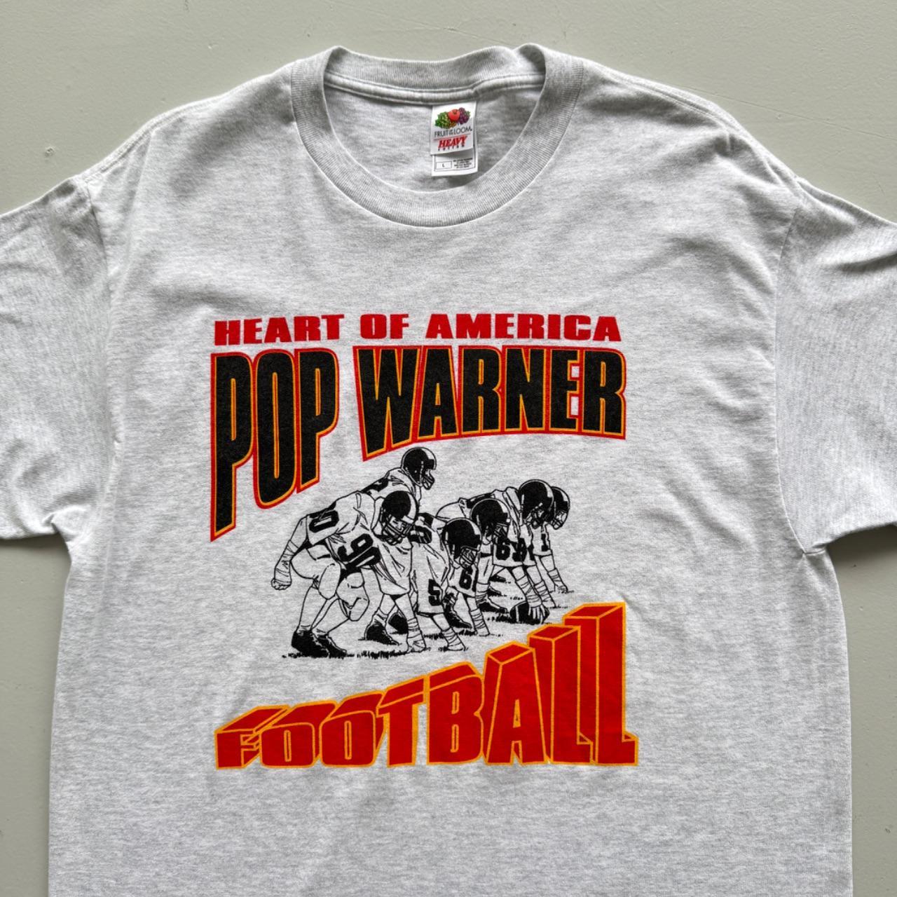 Grey Pop Warner 90s Vintage Graphic T-Shirt - Large
