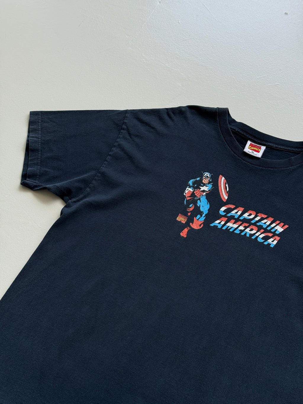 Navy Blue Captain America 00's Vintage Marvel Comics Graphic T-Shirt - XL