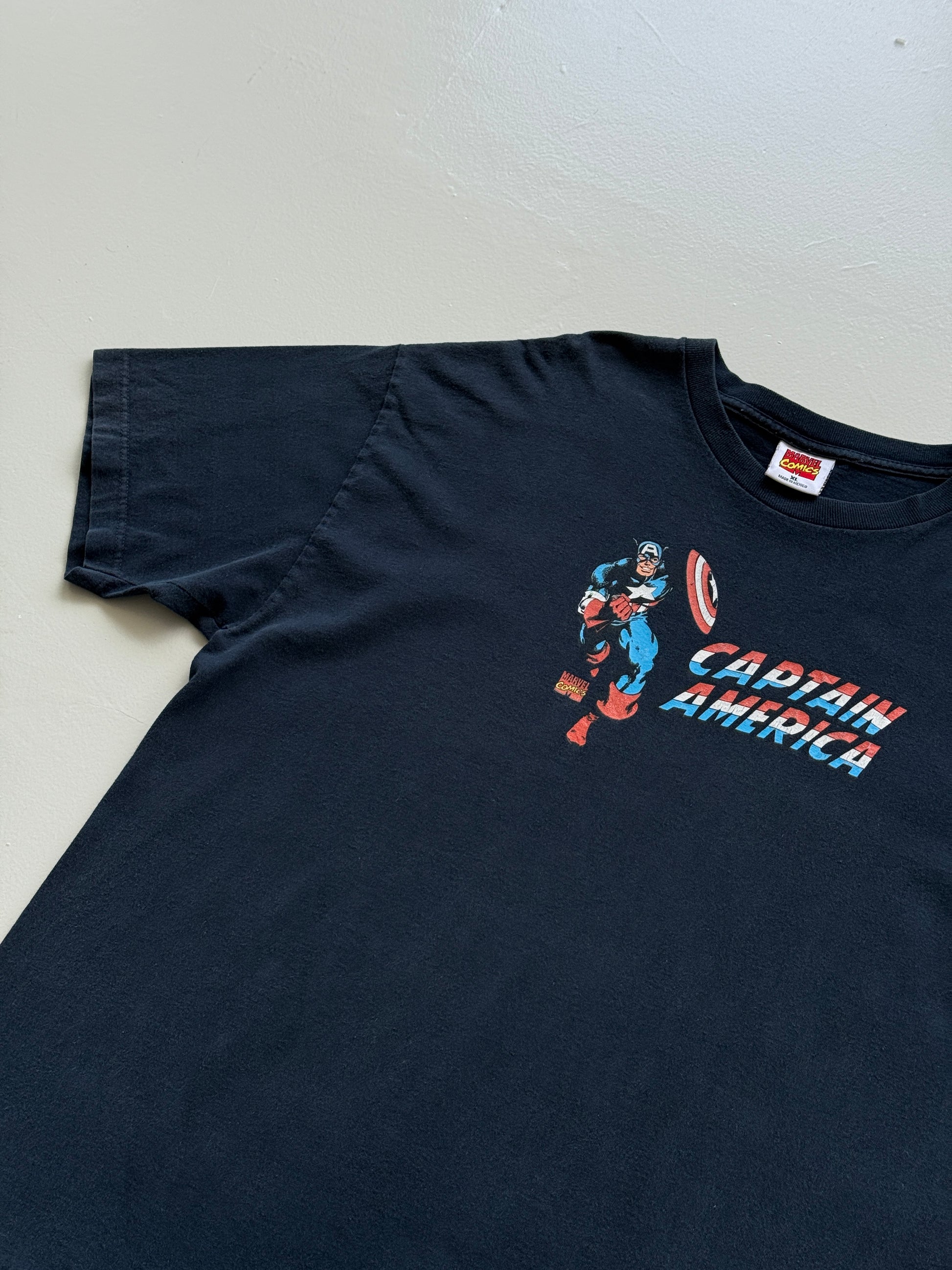 Navy Blue Captain America 00's Vintage Marvel Comics Graphic T-Shirt - XL