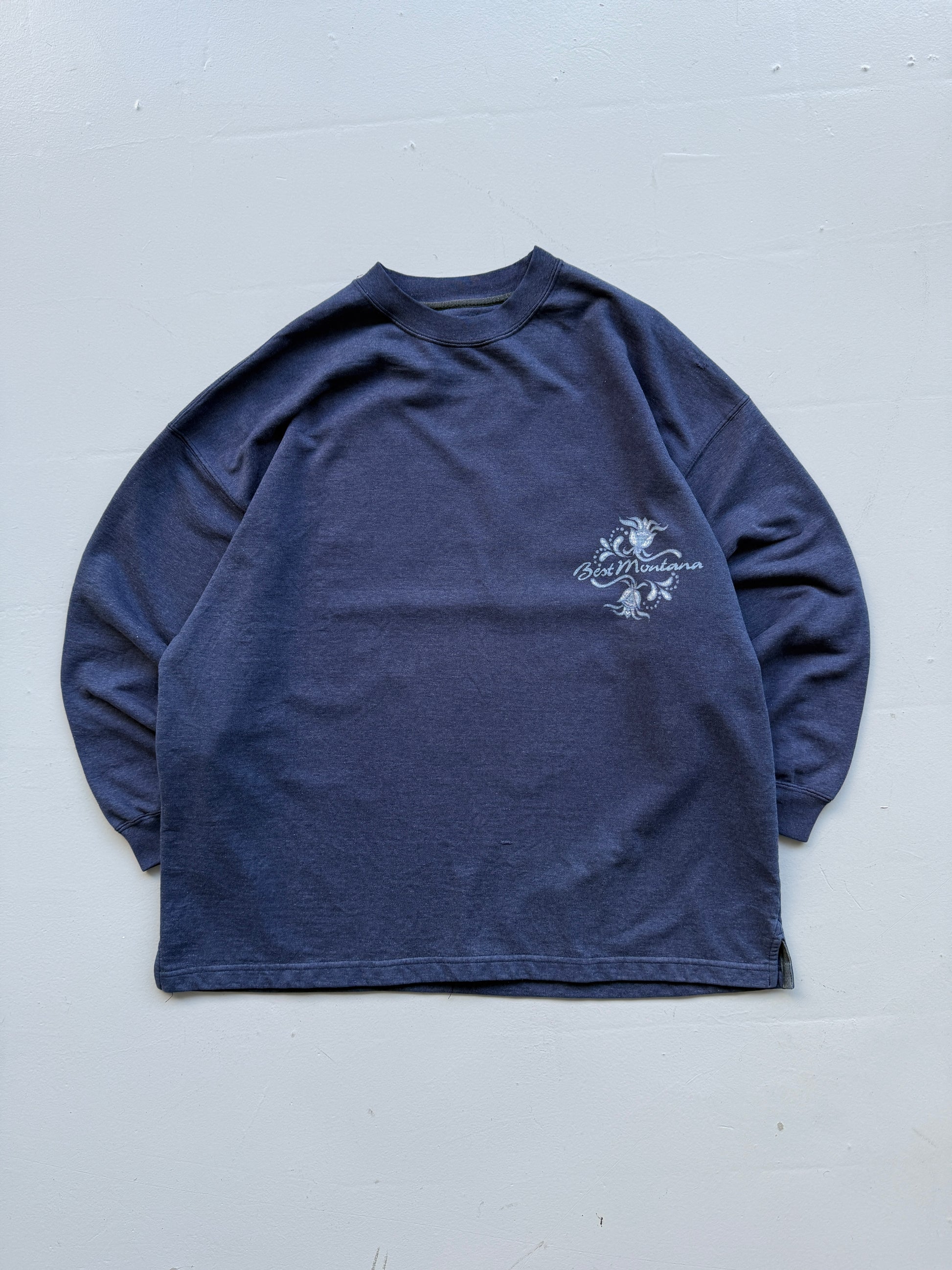 Navy Blue Best Montana 90's Vintage Surfer Style Jumper  - Large