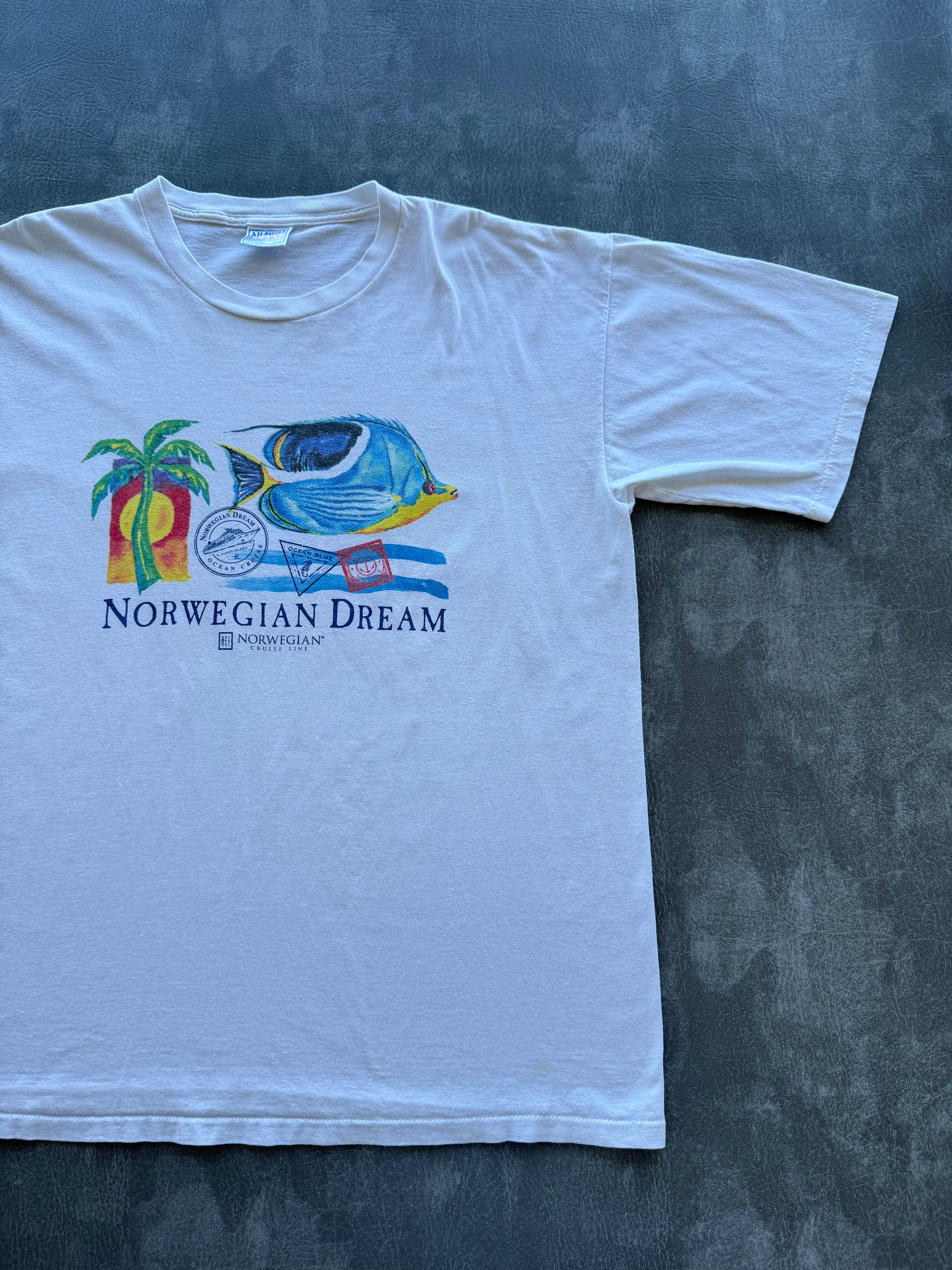 White Norwegian Cruise Line Dream 90's Vintage Graphic T-Shirt - XL