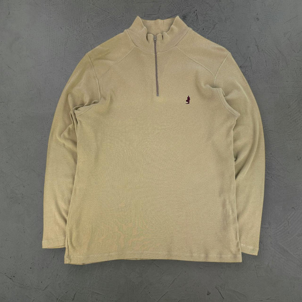 Marlboro Classics Tan 90s vintage Quarter Zip T-shirt - Medium