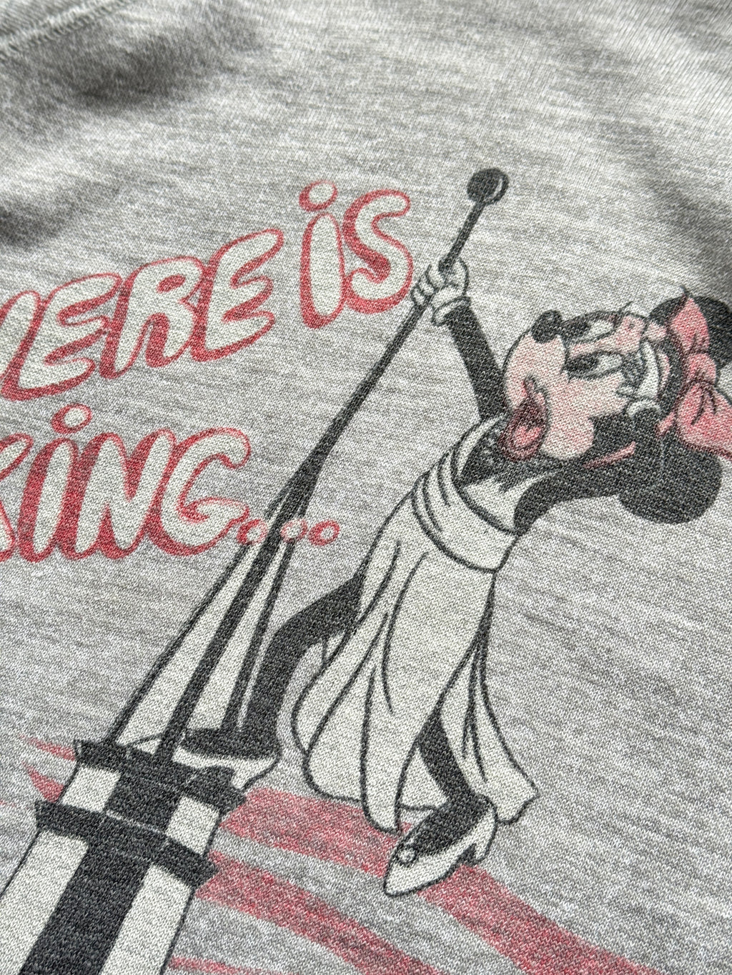 Grey Minnie Mouse 70's Vintage Disney Graphic Sweatshirt Jumper - Size 8