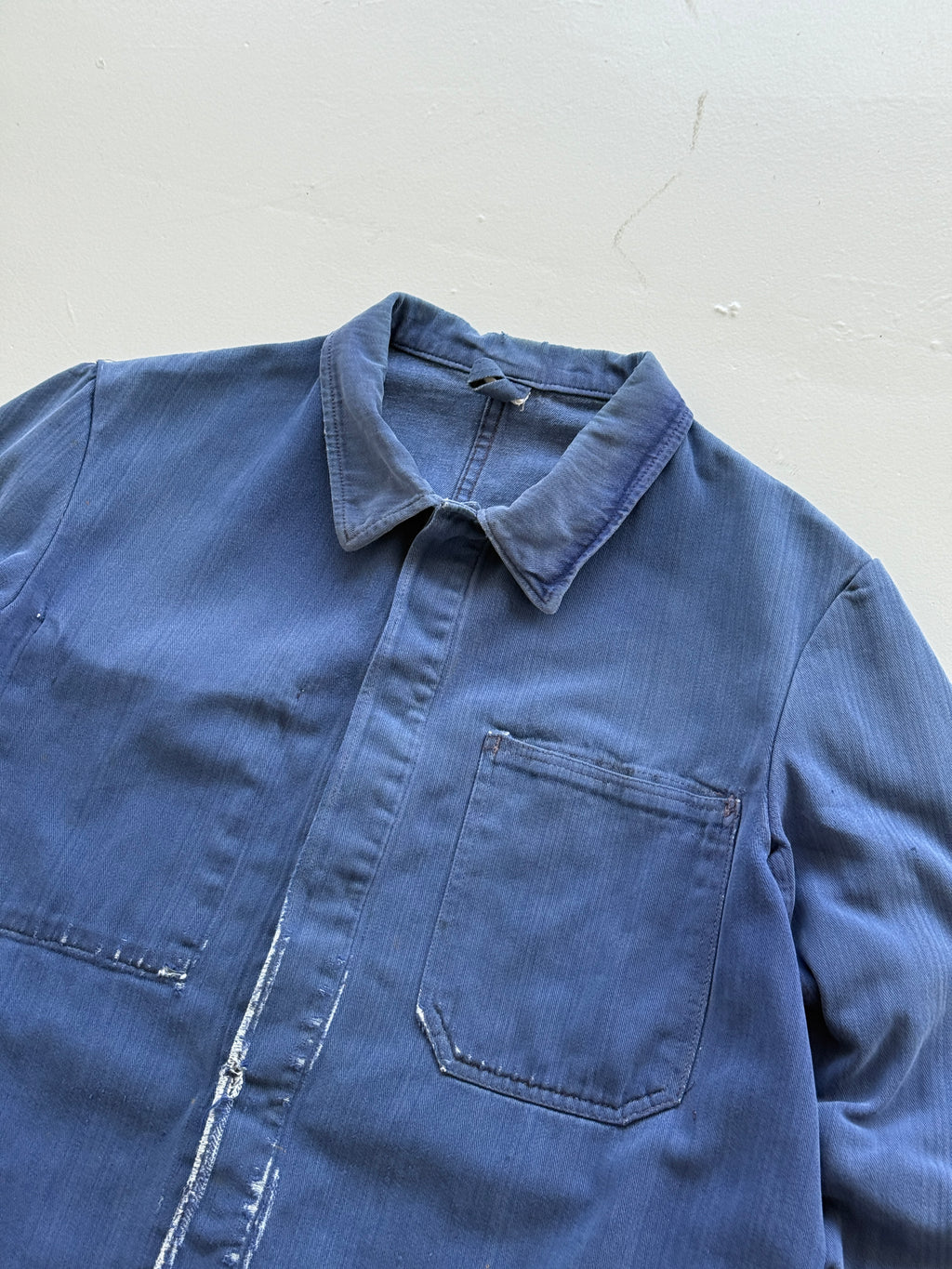 Thrashed Blue French Vintage Workwear Chore Jacket CH364 - Small