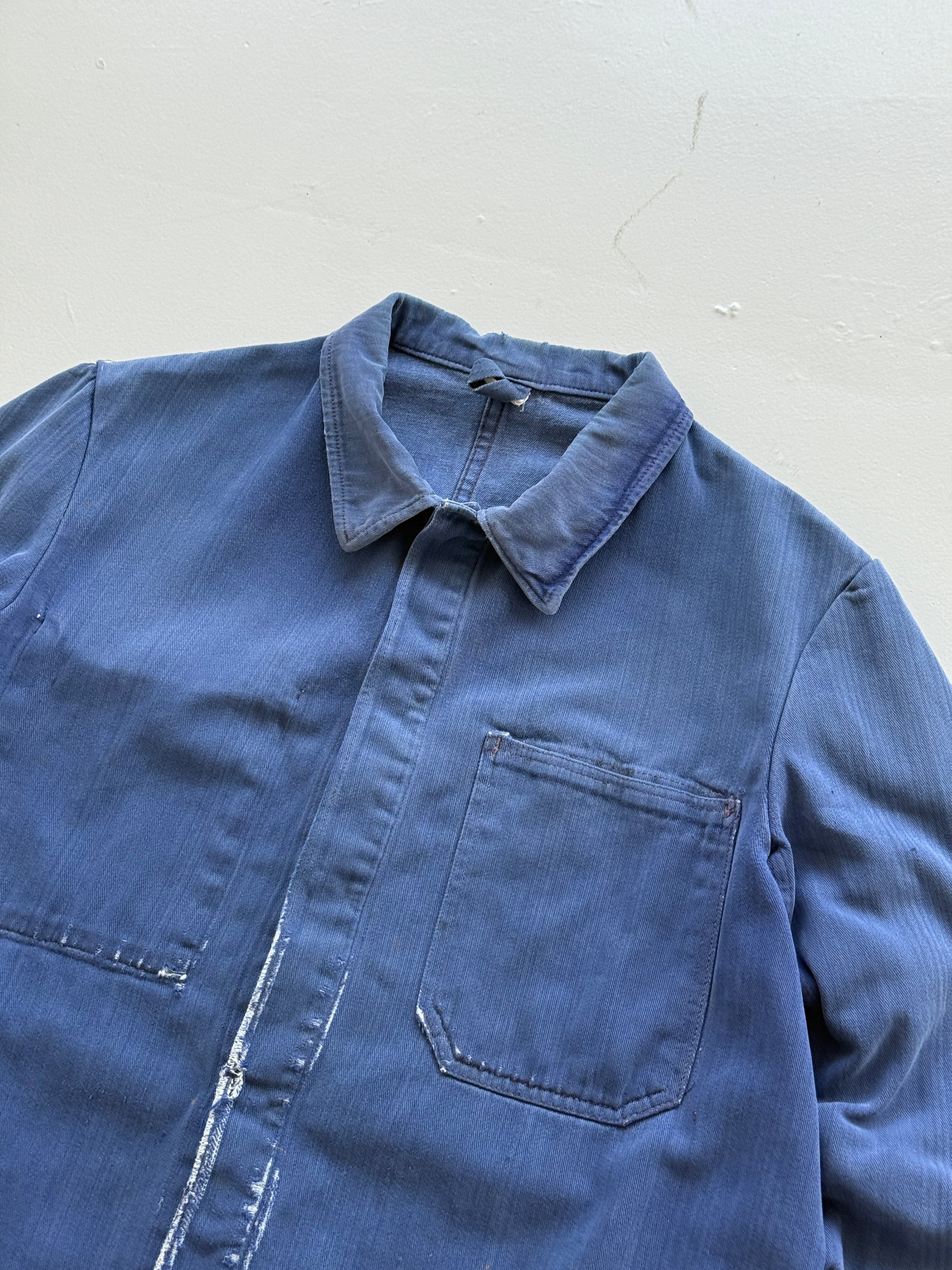 Thrashed Blue French Vintage Workwear Chore Jacket CH364 - Small