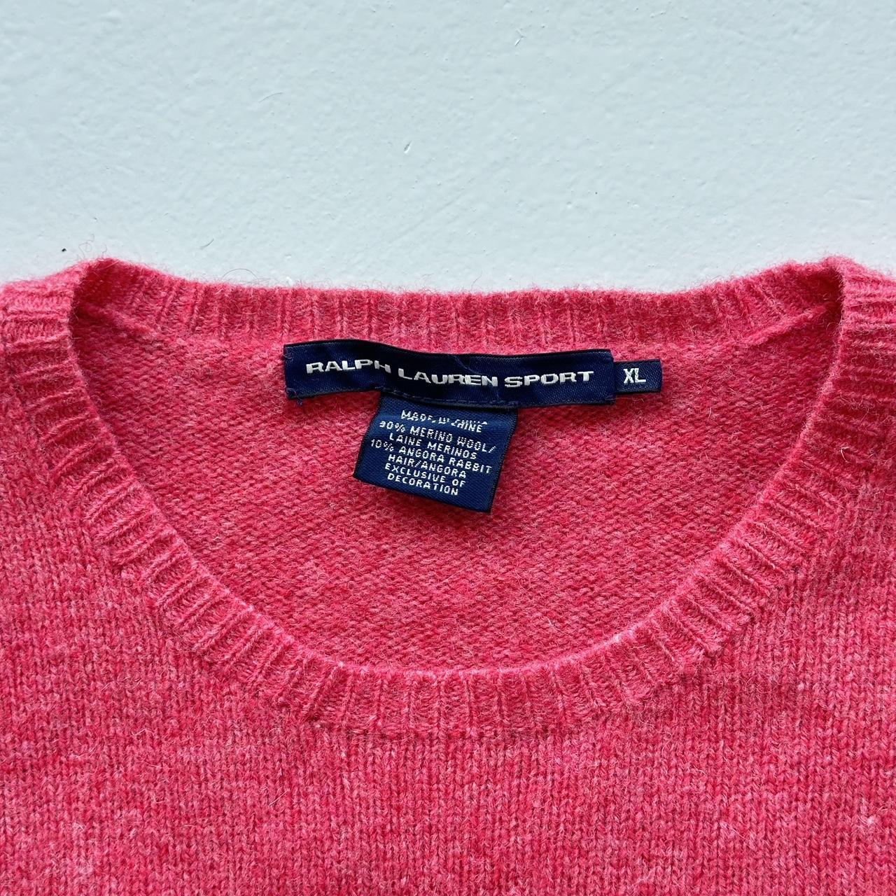 Pink Woollen Polo Ralph Lauren Vintage Crewneck Sweatshirt - Womens Medium Size 10
