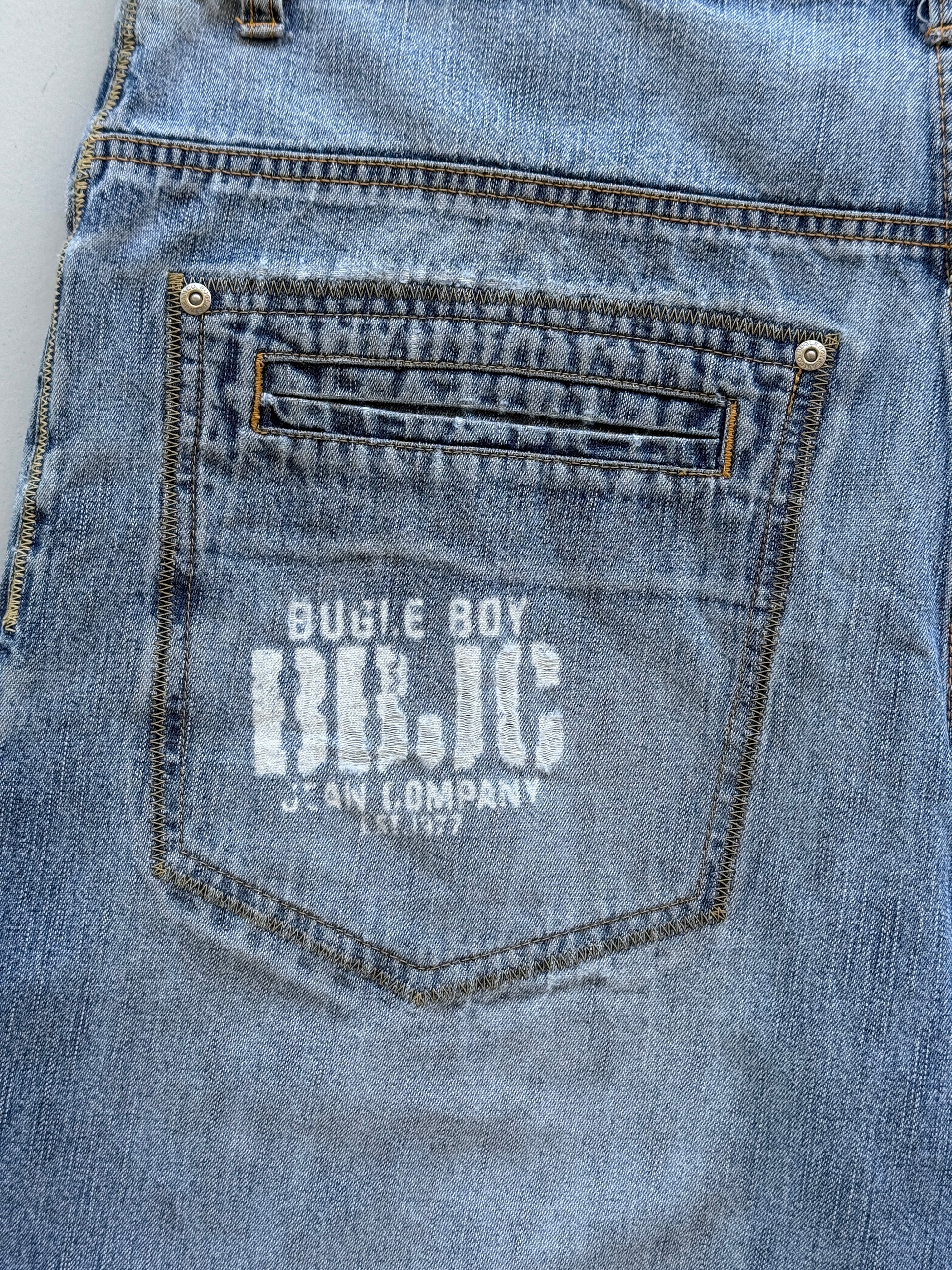 Light Blue Bugle Boy 90's Vintage Baggy Hip Hop Denim Shorts - W39 x L11.5