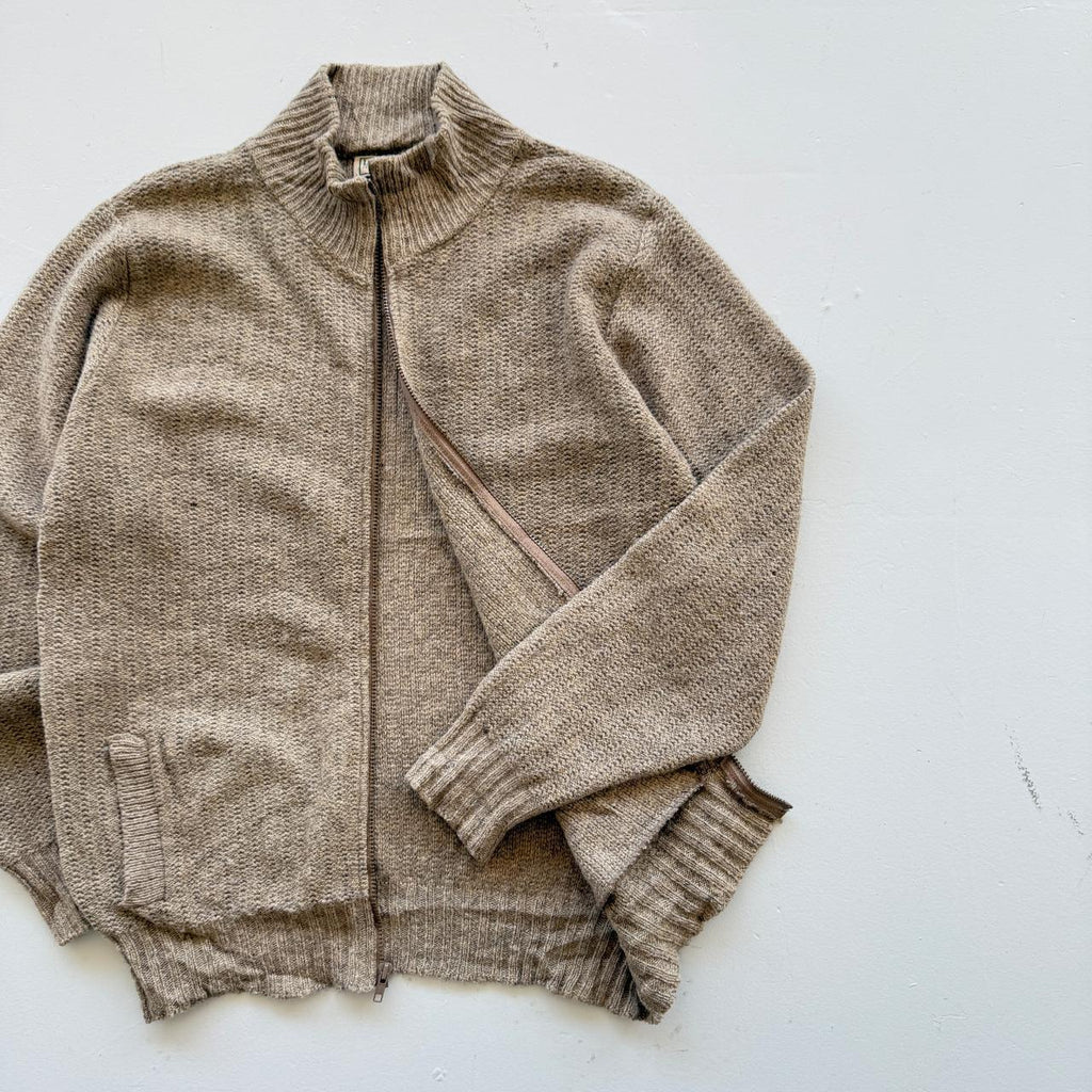 Beige L.L.Bean Full Zip Knitted Jacket 90s Knit Jumper - XXL