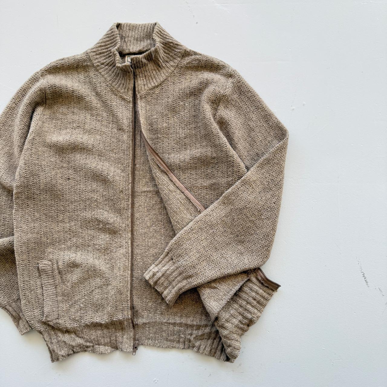Beige L.L.Bean Full Zip Knitted Jacket 90s Knit Jumper - XXL