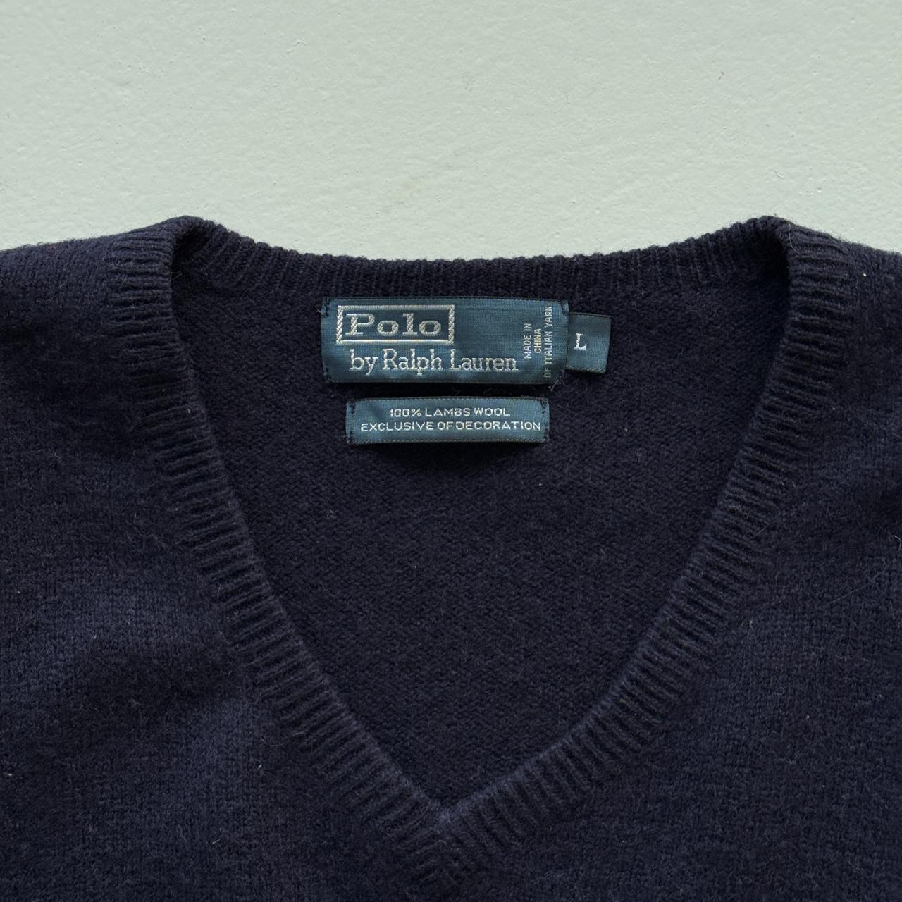 Navy Lambswool Polo Ralph Lauren Vintage Sweatshirt - Large