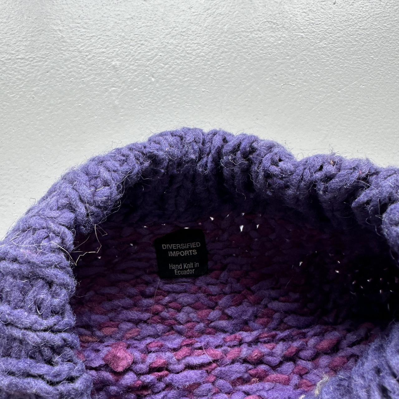 Purple Ecuadorian 80s Chunky Knit Jumper - XL