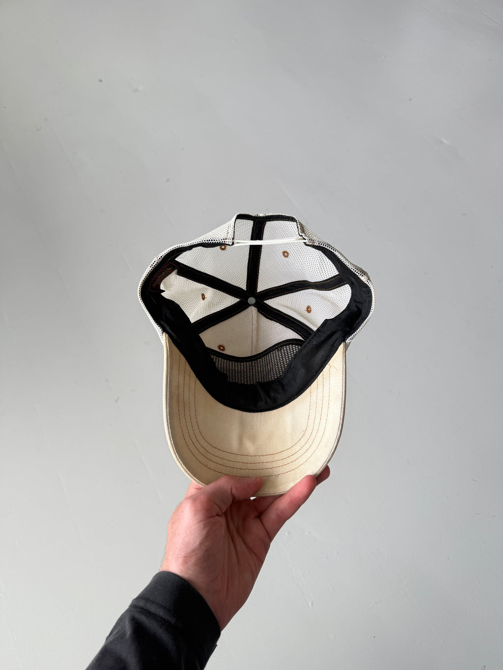 Cream Von Dutch Vintage Canvas and Mesh SnapBack Trucker Cap