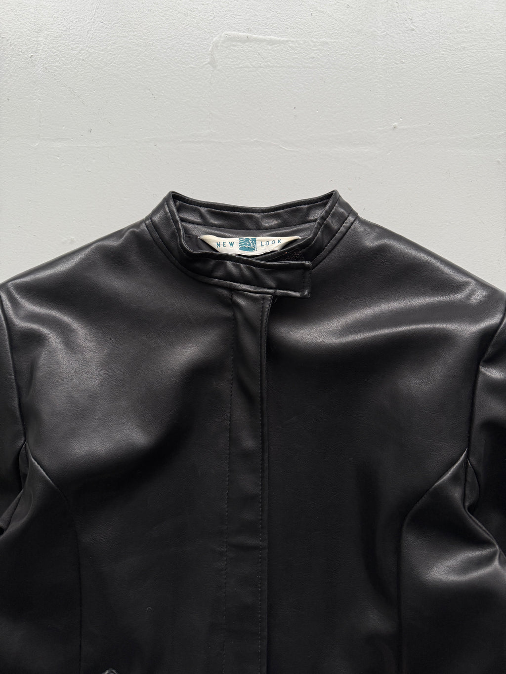 Black New Look 00's Vintage Leather Effect Jacket - UK 12