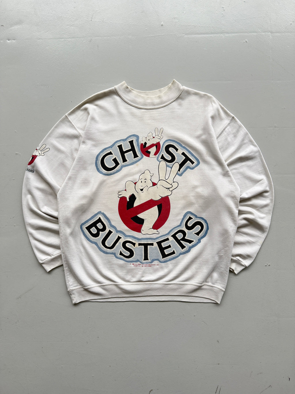 White 1989 Rare French Ghostbusters Vintage Promo Graphic Long Sleeve - Large