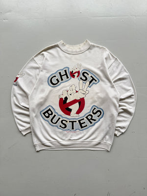 White 1989 Rare French Ghostbusters Vintage Promo Graphic Long Sleeve - Large